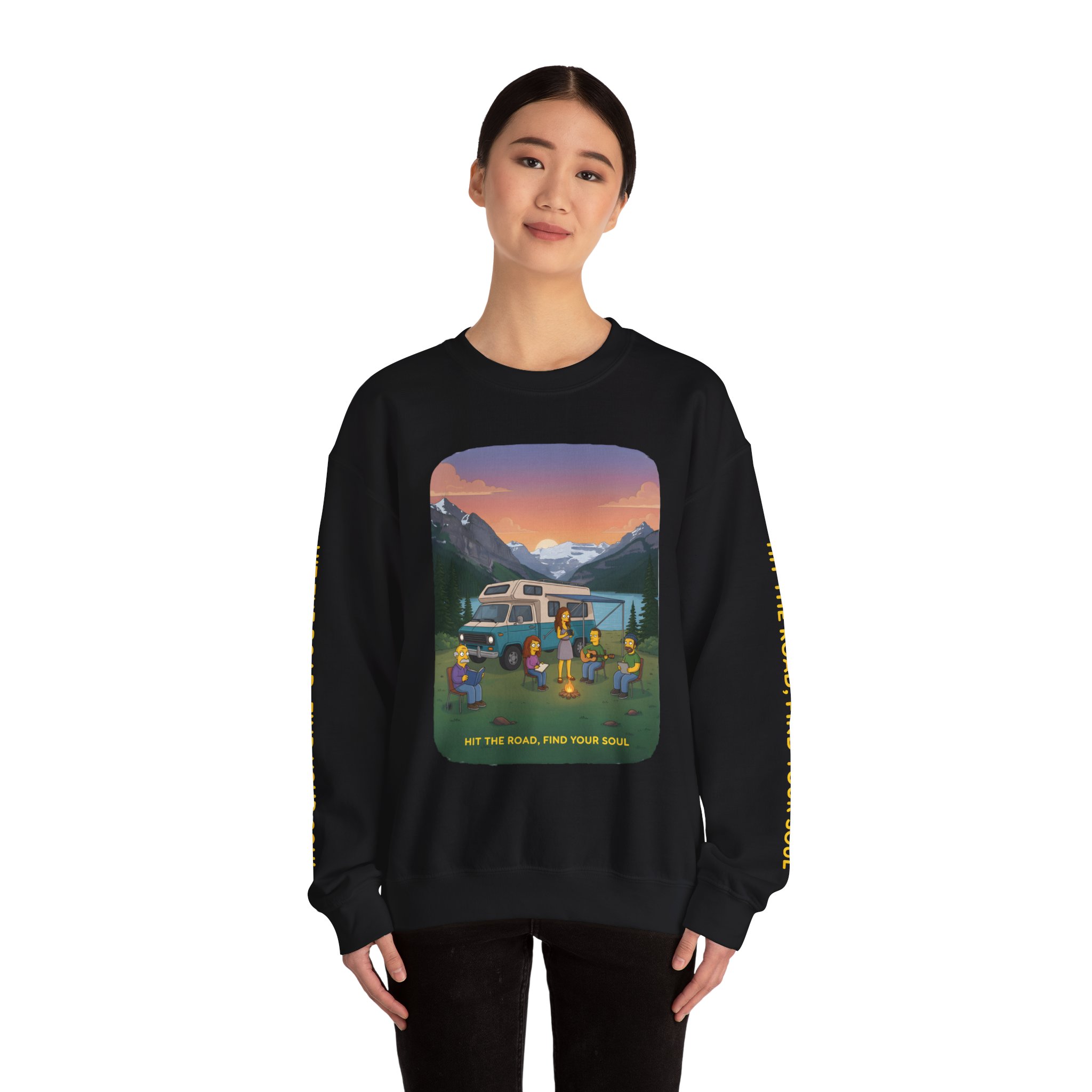 Unisex Heavy Blend™ Crewneck Sweatshirt — "Hit The Road-Find Your Soul" Design Sitcom-Line