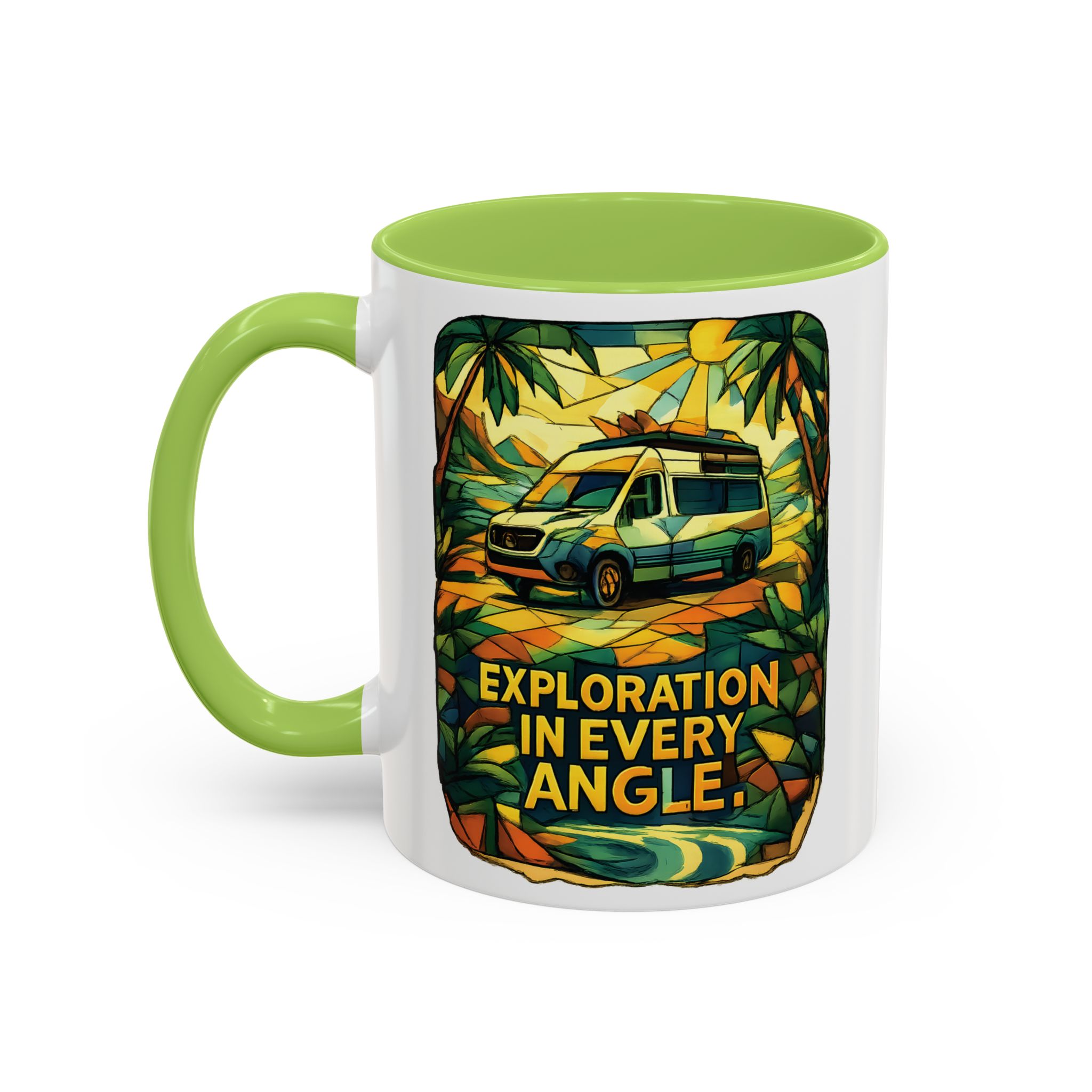 Accent Coffee Mug (11, 15oz) — "Exploration In Every Angle" Design Cubic-Line