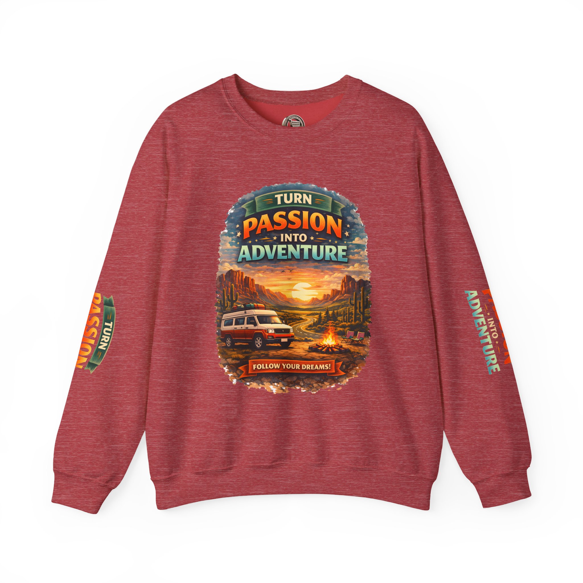 Unisex Heavy Blend™ Crewneck Sweatshirt — "Turn Passion Into Adventure" Design Scenic-Line