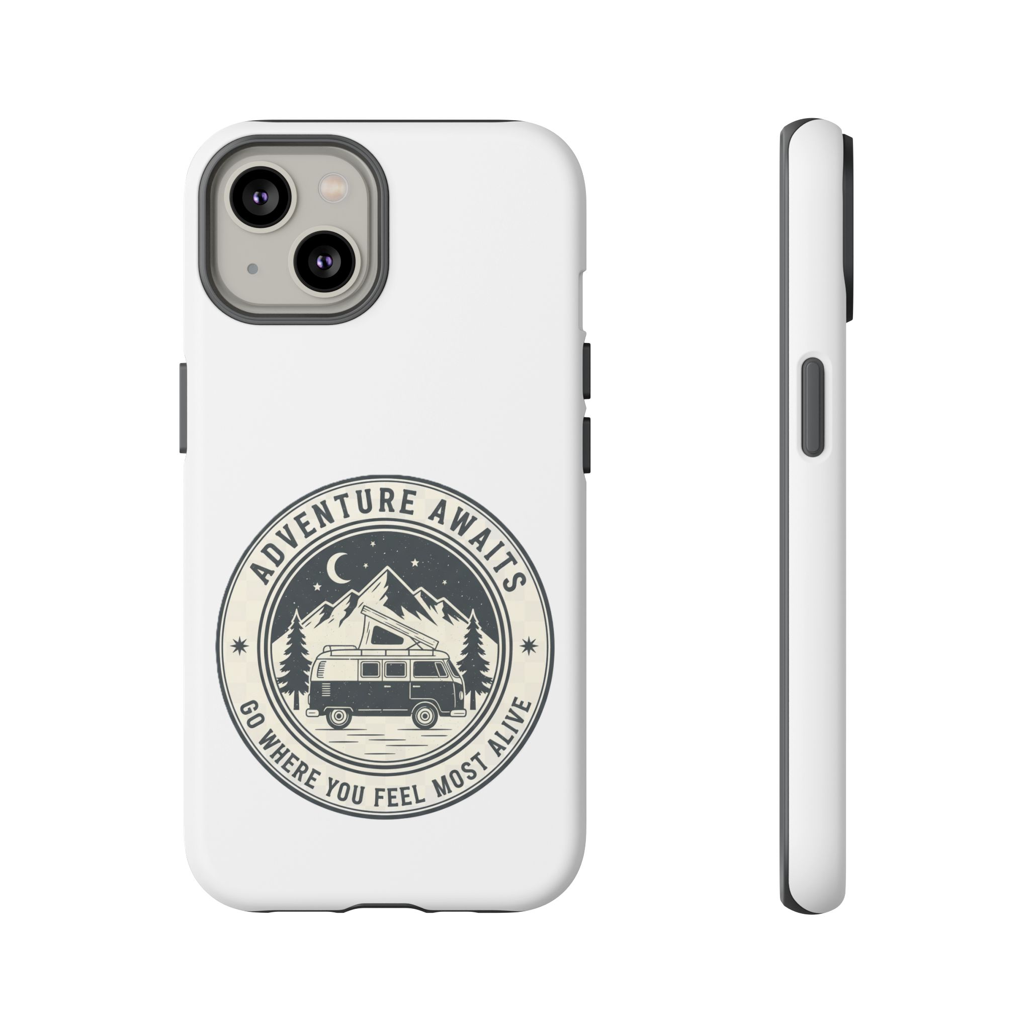 Phone Case — "Adventure Awaits-Go Where You Feel Most Alive" Camper Van Design