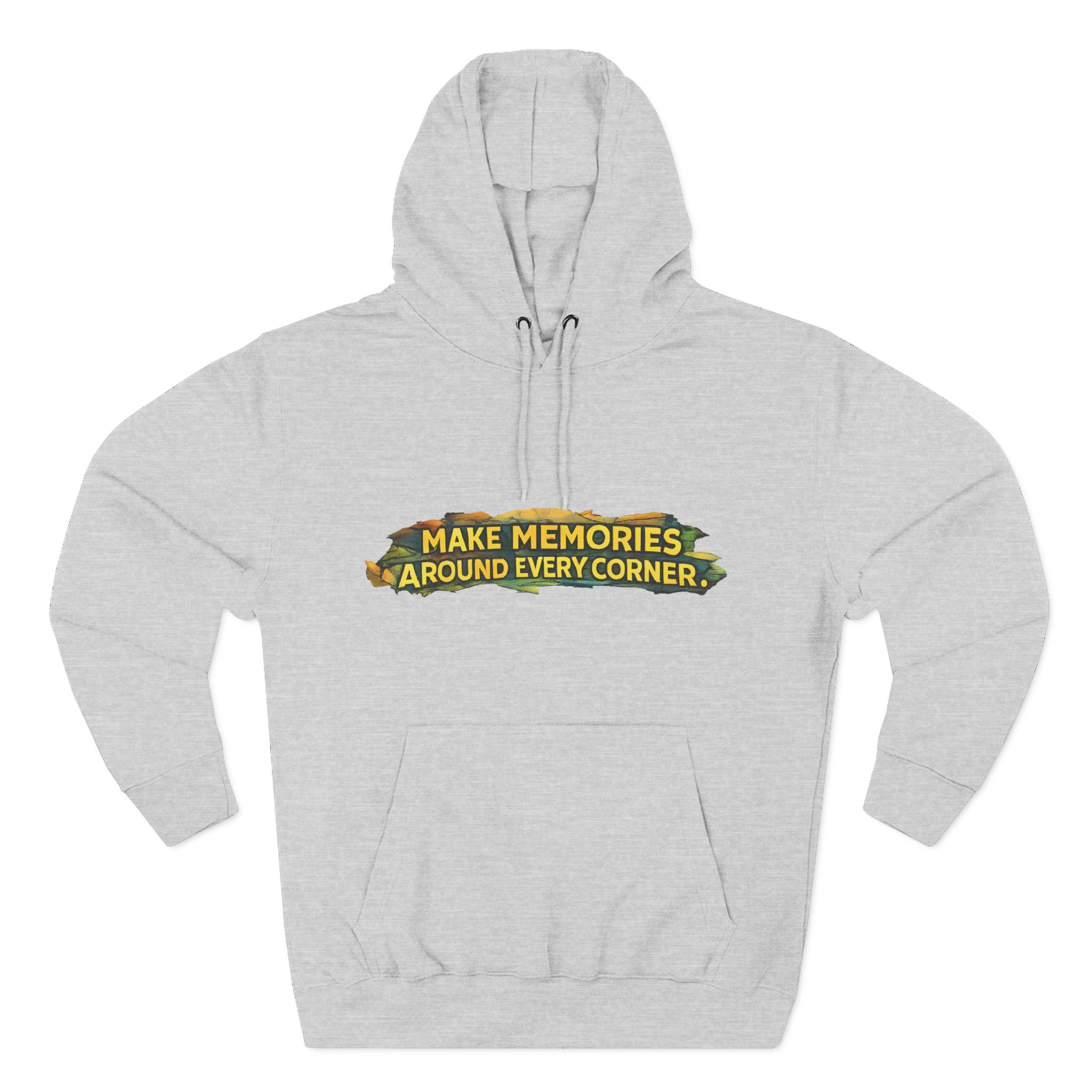 Three-Panel Fleece Hoodie - "Make Memories Around Every Corner" Design Cubic-Line