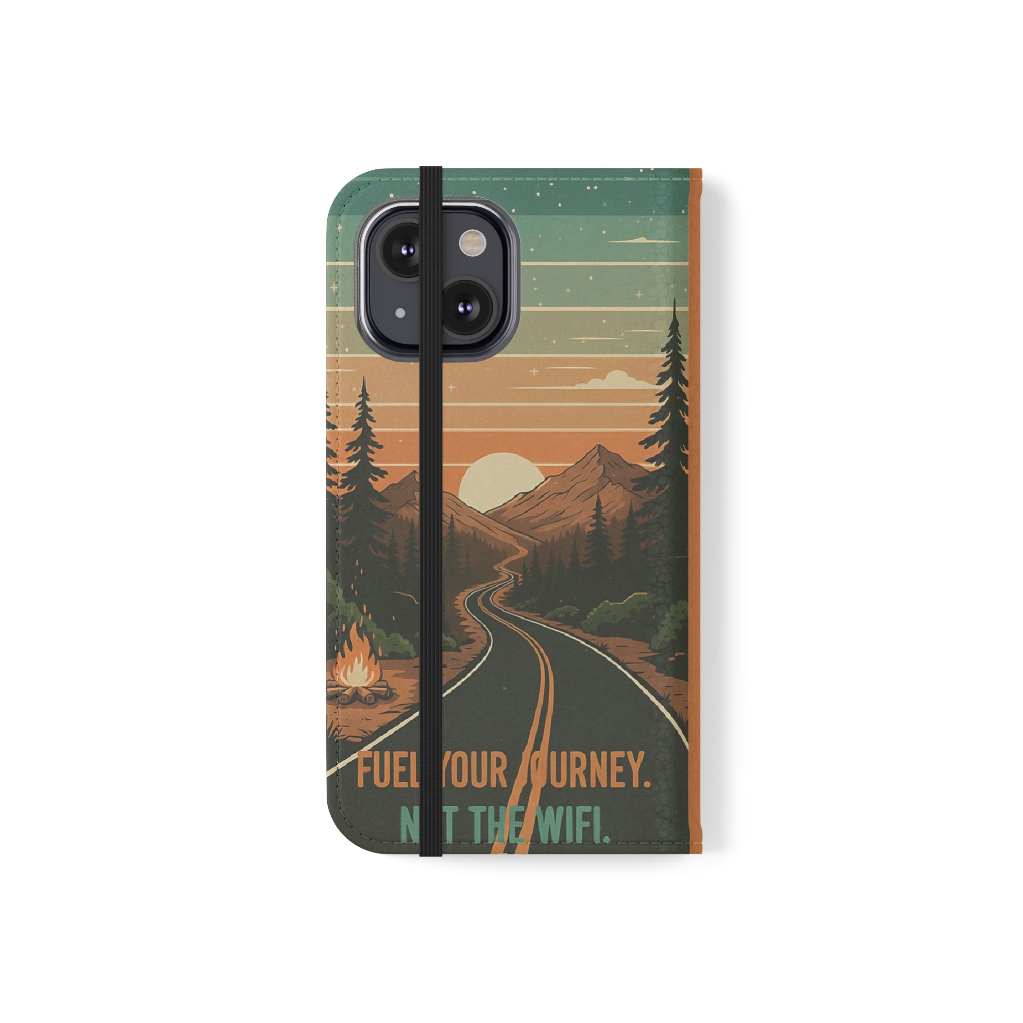 Flip Phone Case — "Adventure Awaits Unplug & Drive" Wallet Case