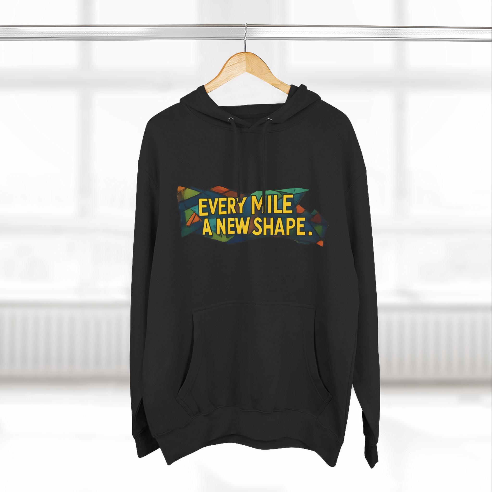 Three-Panel Fleece Hoodie - "Every Mile A New Shape" Design Cubic-Line
