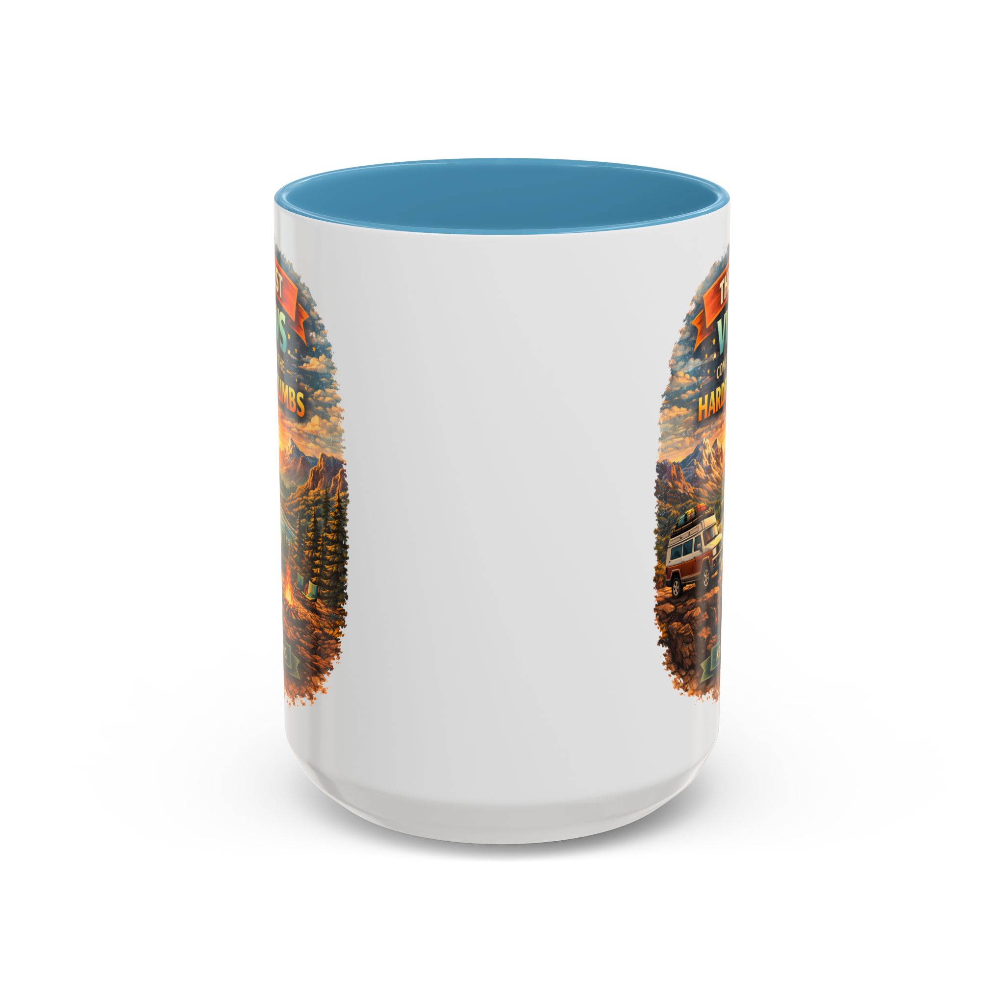 Accent Coffee Mug (11, 15oz) — "The Best Views" Design Scenic-Line