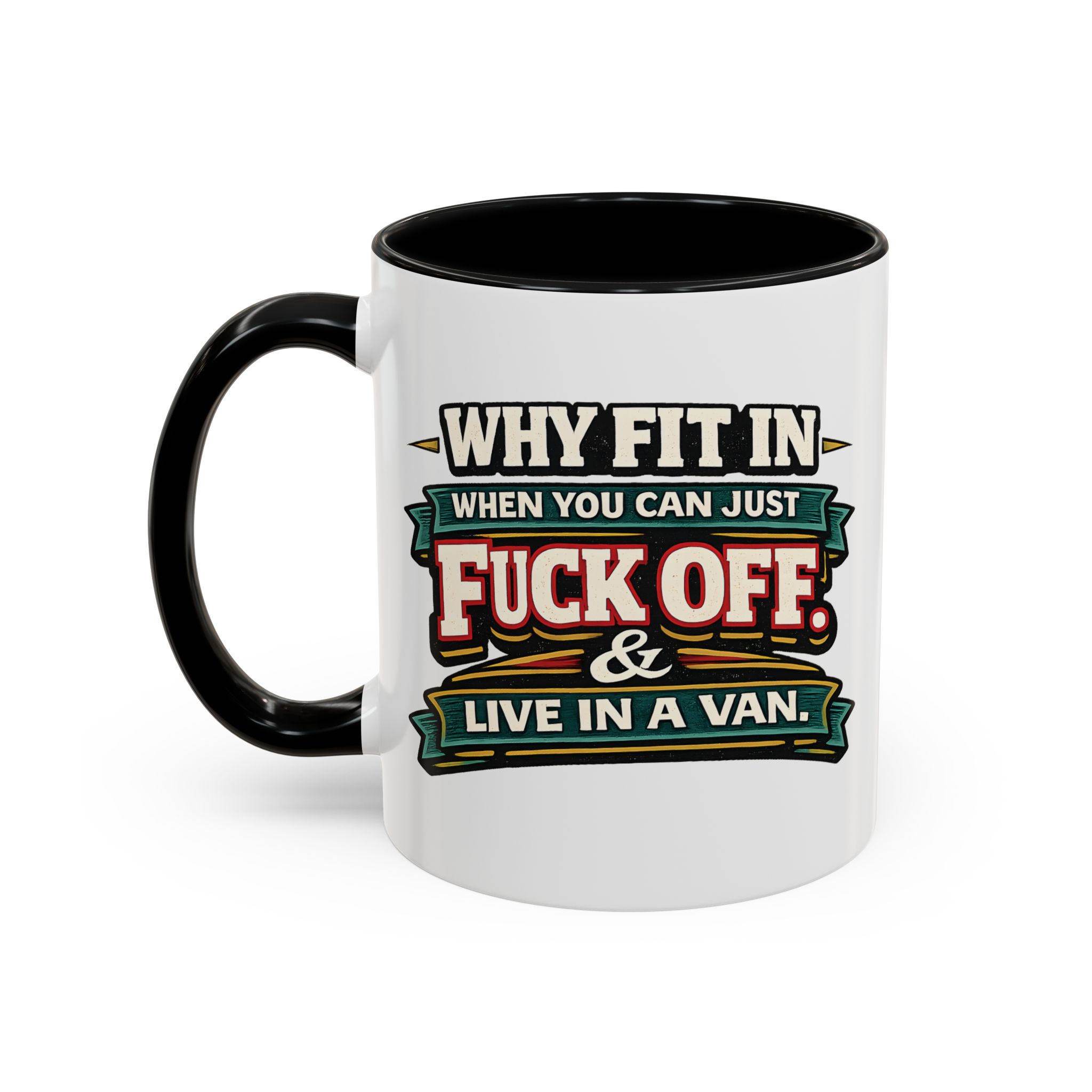 Accent Coffee Mug (11, 15oz) — "Why Fit In" Design F**K-Line