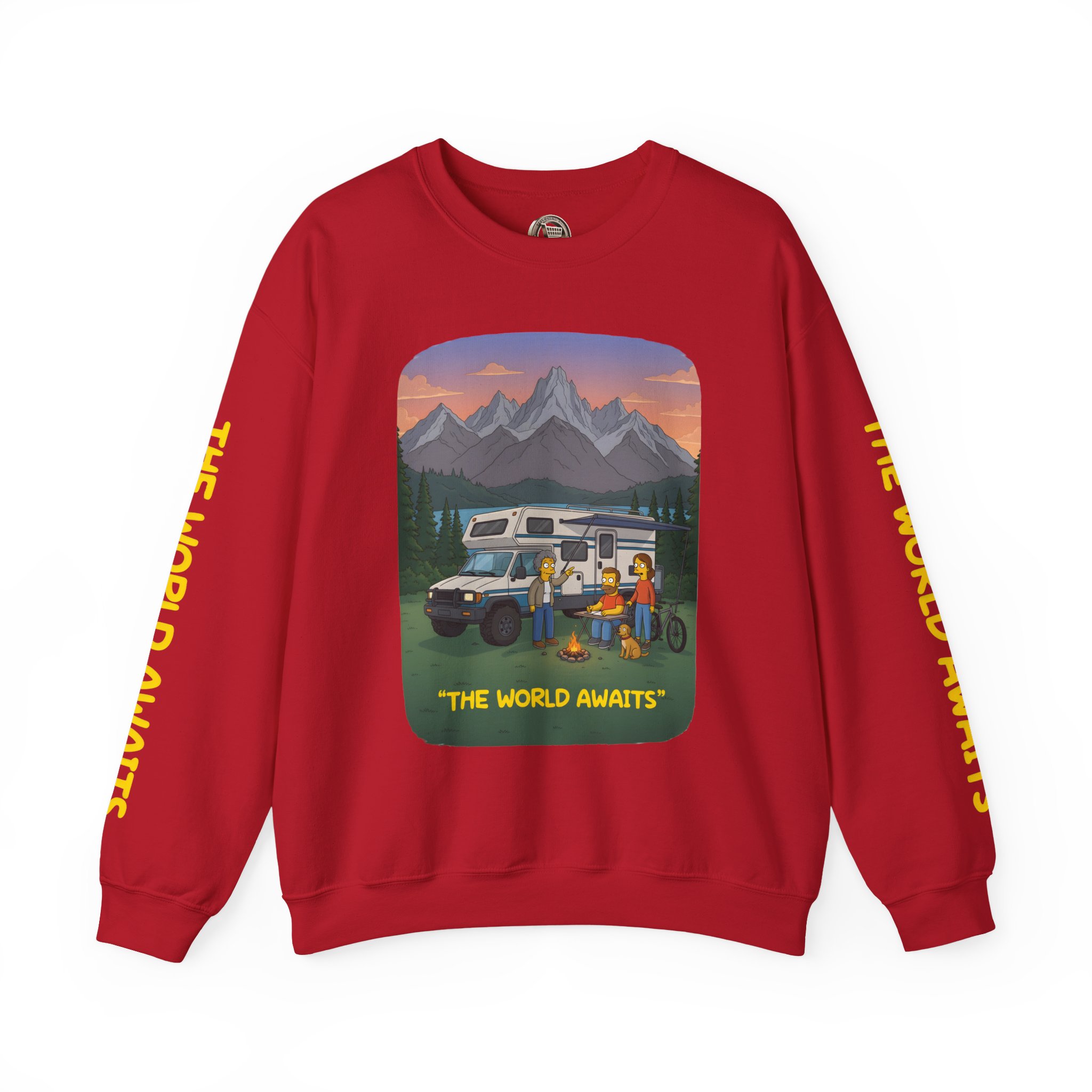 Unisex Heavy Blend™ Crewneck Sweatshirt — "The World Awaits" Design Sitcom-Line