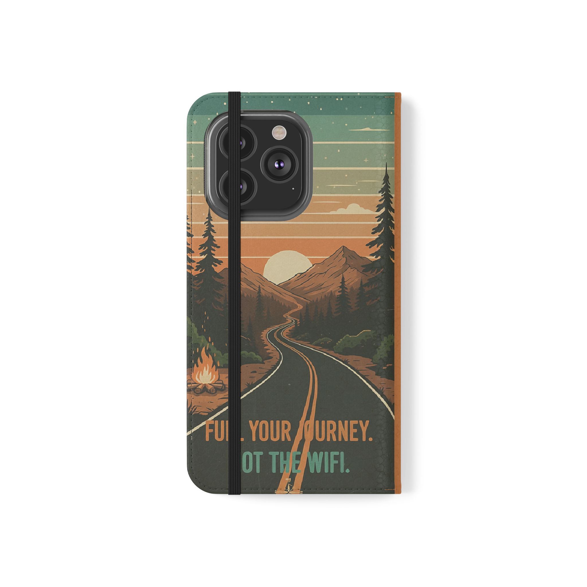 Flip Phone Case — "Adventure Awaits Unplug & Drive" Wallet Case