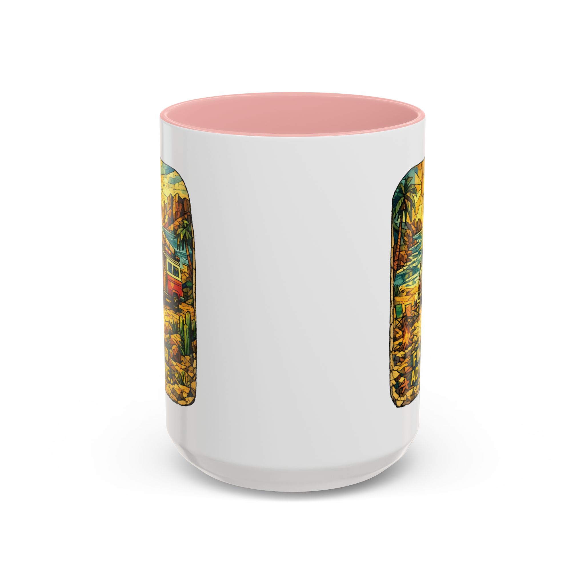 Accent Coffee Mug (11, 15oz) — ""Find Your Adventure"" Design Cubic-Line