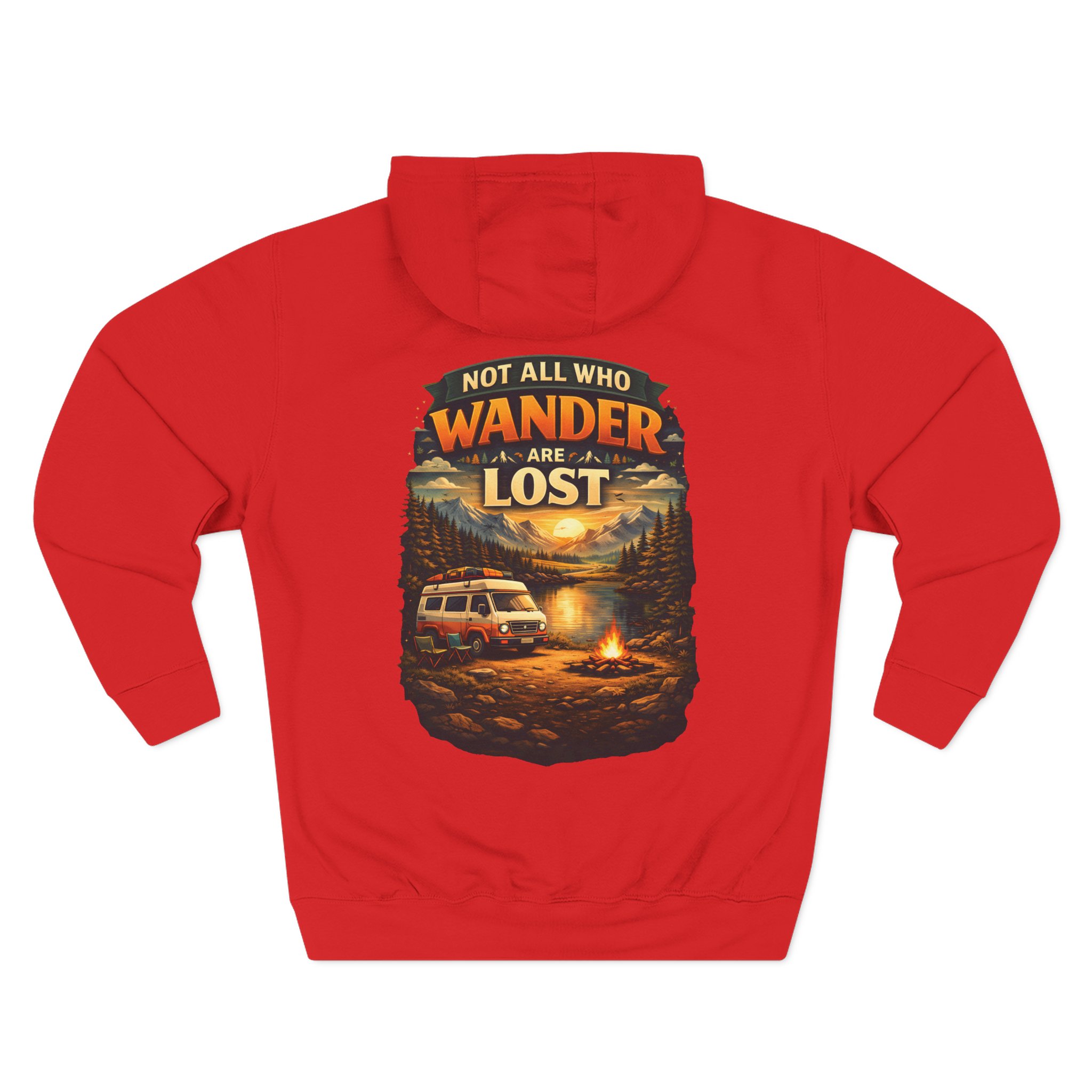 Three-Panel Fleece Hoodie - "Not All Who Wander Are Lost" Design Scenic-Line