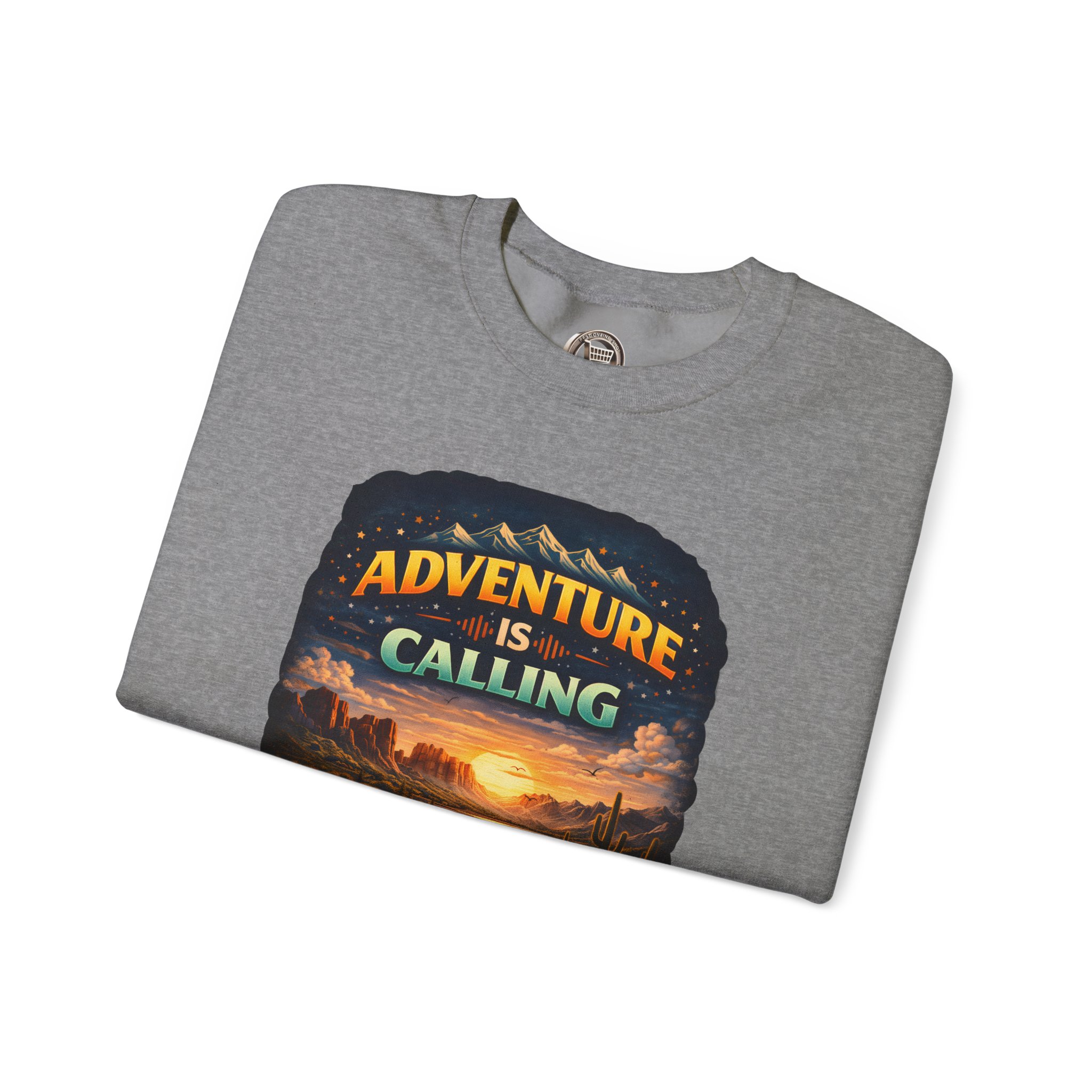 Unisex Heavy Blend™ Crewneck Sweatshirt — "Adventure Is Calling" Design Scenic-Line