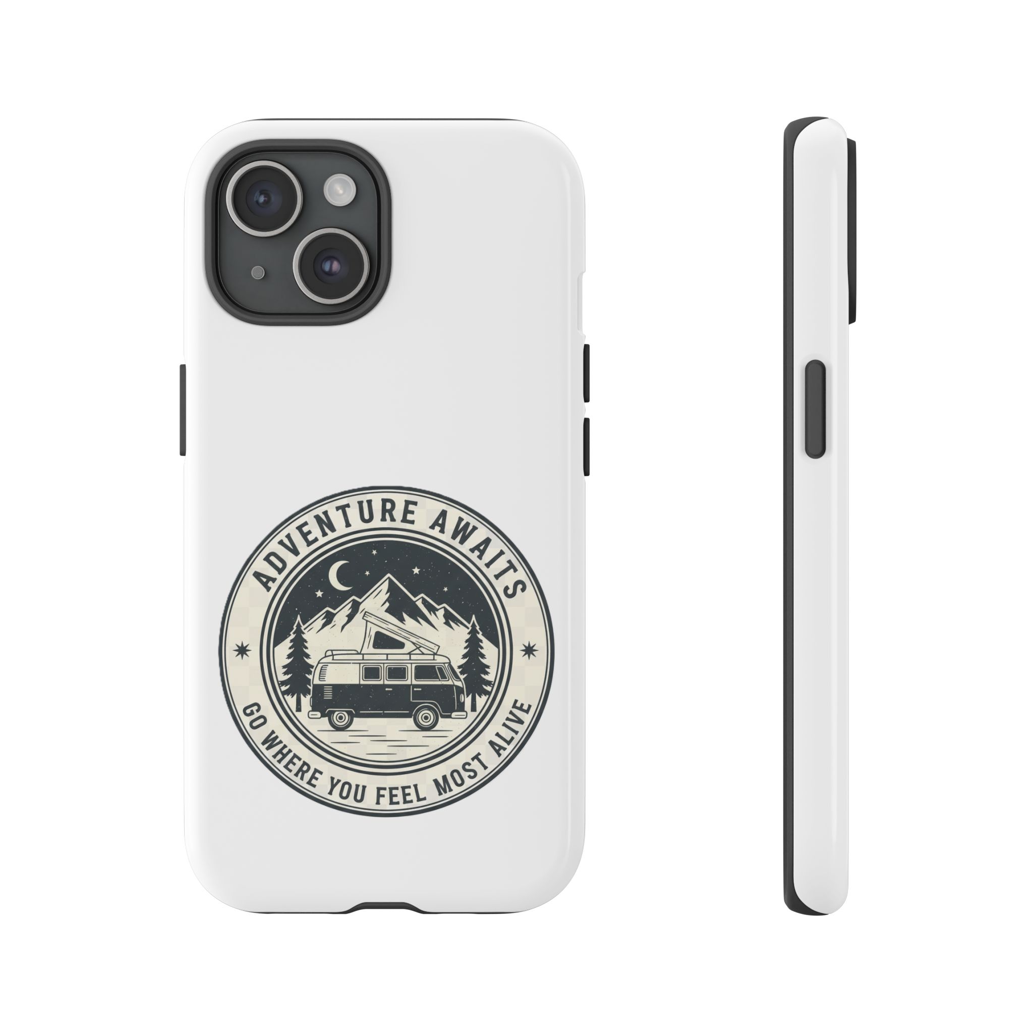 Phone Case — "Adventure Awaits-Go Where You Feel Most Alive" Camper Van Design
