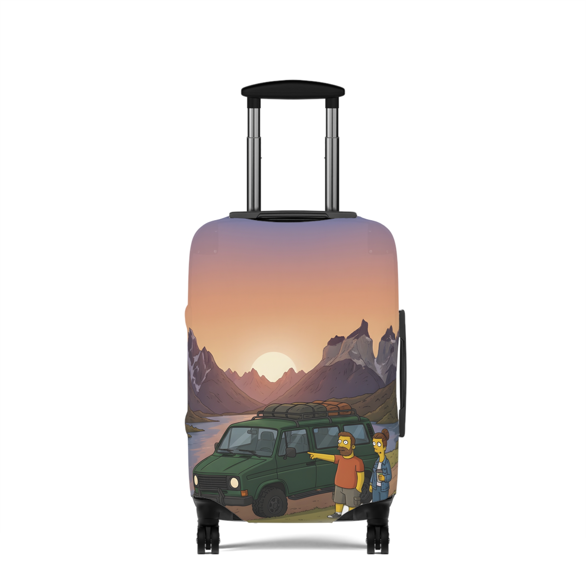 Luggage Cover — Adventure Camper Sketch Travel Suitcase(Design Sitcom-Line)
