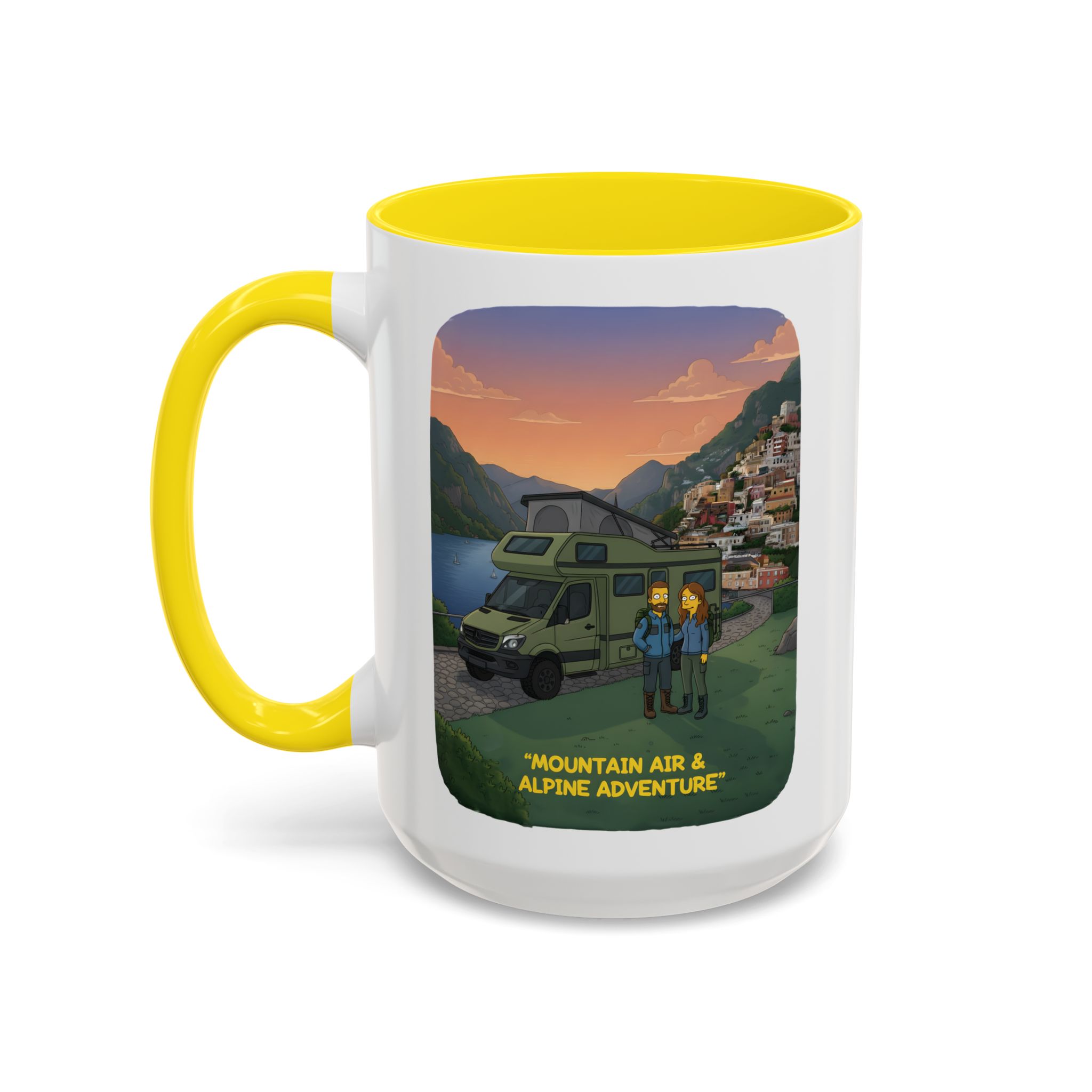 Accent Coffee Mug (11, 15oz) — "Mountain Air And Alpine Adventure"" Design Sitcom-Line