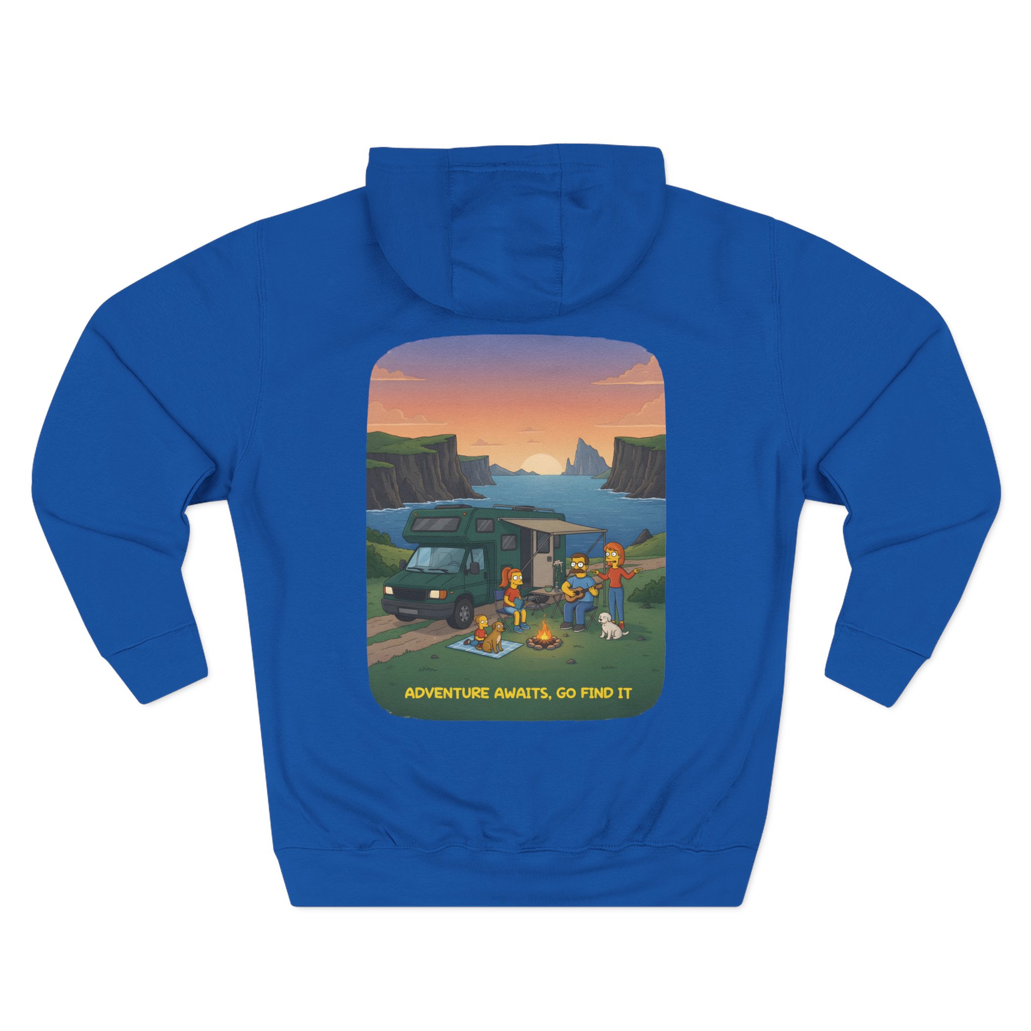 Three-Panel Fleece Hoodie - "Adventure Awaits-Go Find It"" Design Sitcom-Line