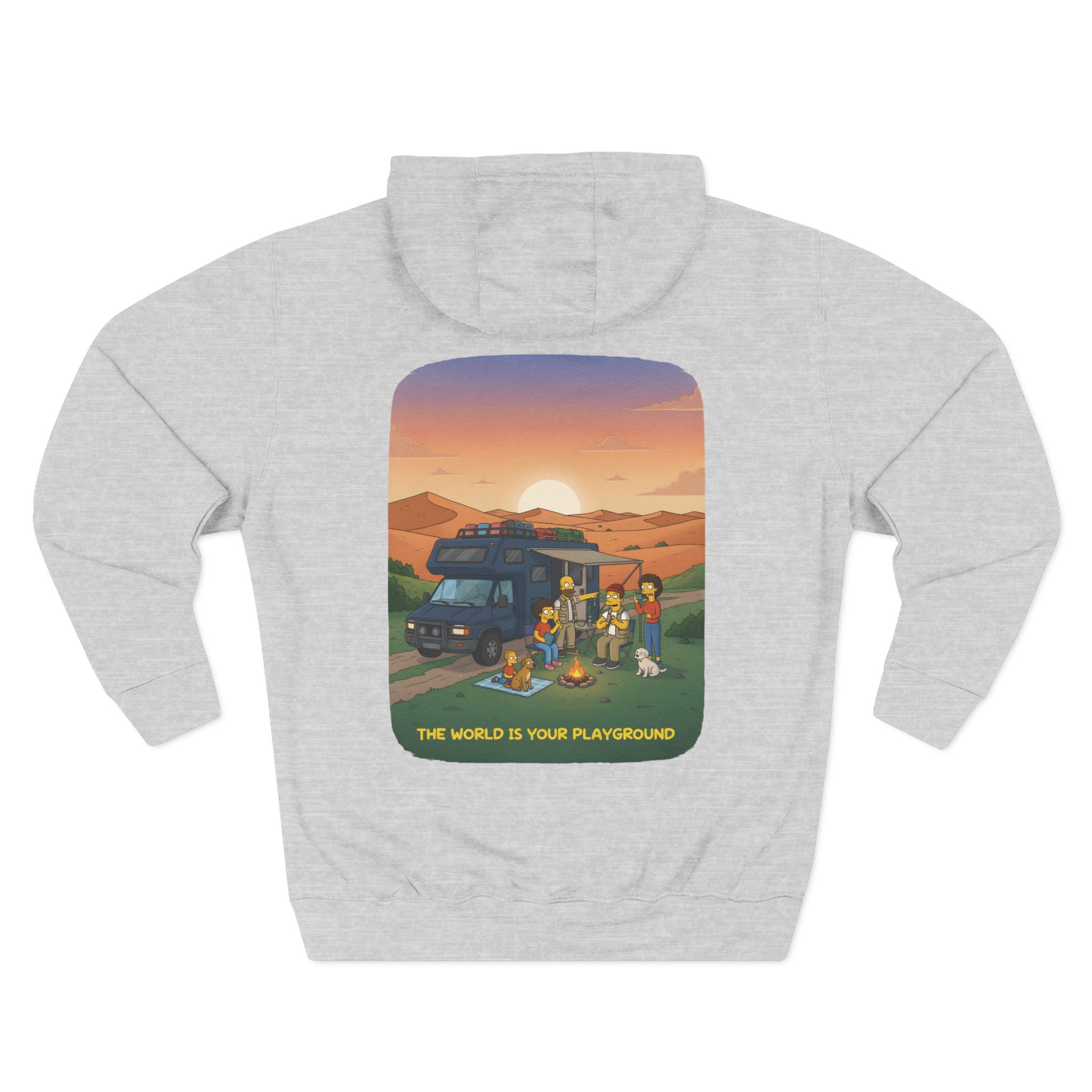 Three-Panel Fleece Hoodie - "The World Is Your playground" Design Sitcom-Line