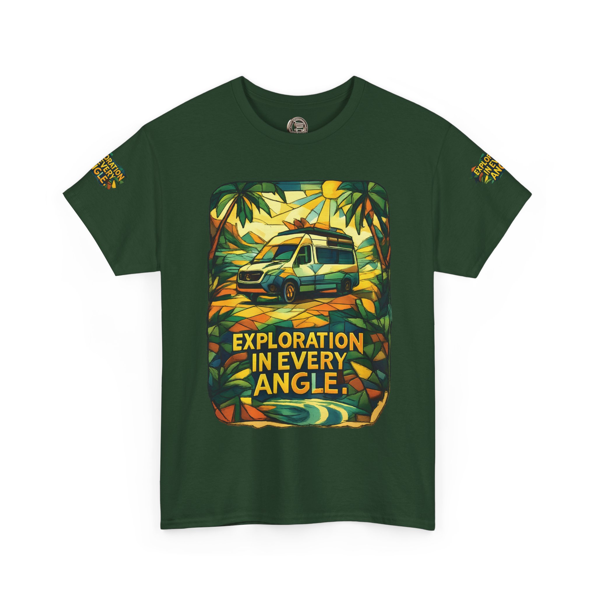 Unisex Heavy Cotton Tee — "Exploration In Every Angle" Design Cubic-Line