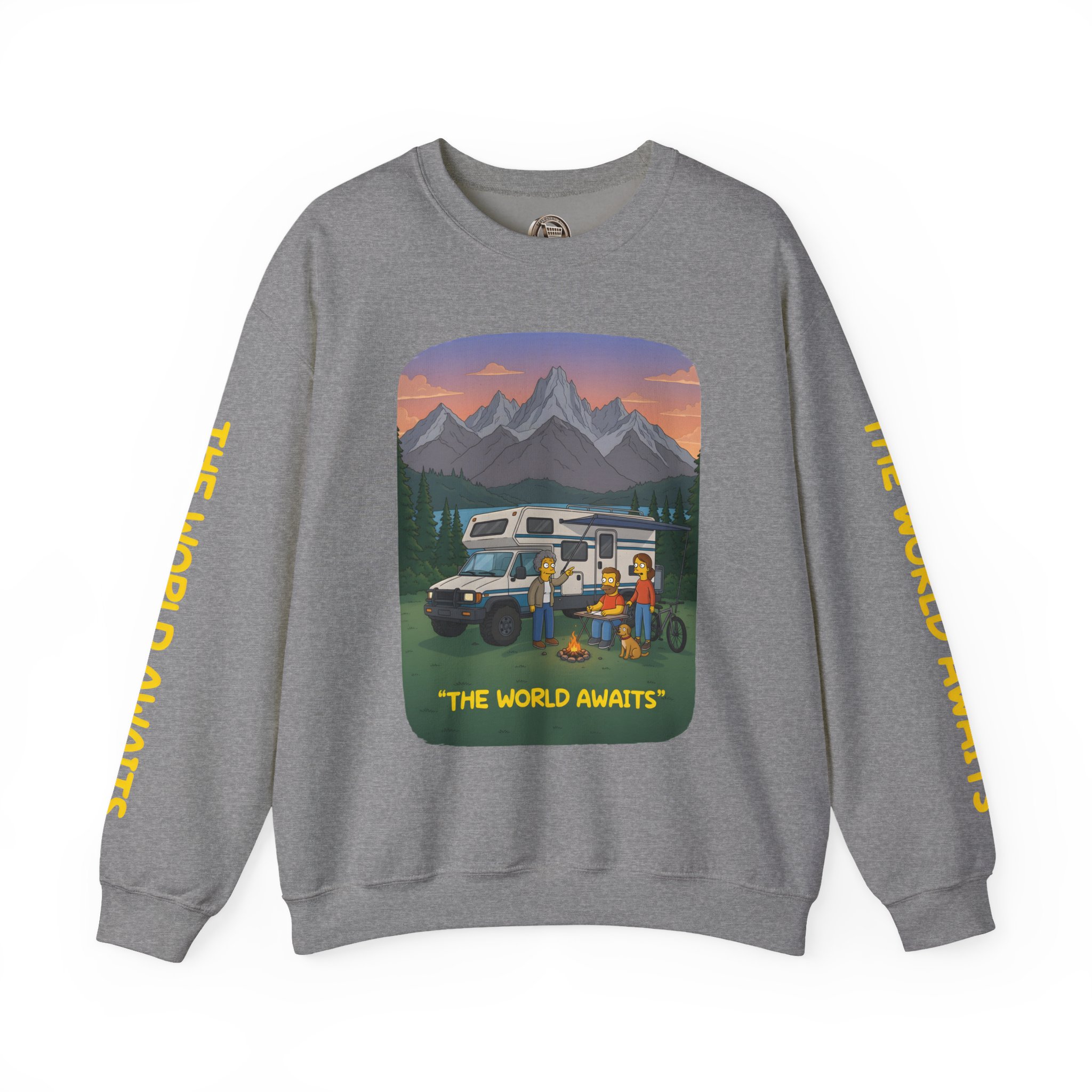 Unisex Heavy Blend™ Crewneck Sweatshirt — "The World Awaits" Design Sitcom-Line