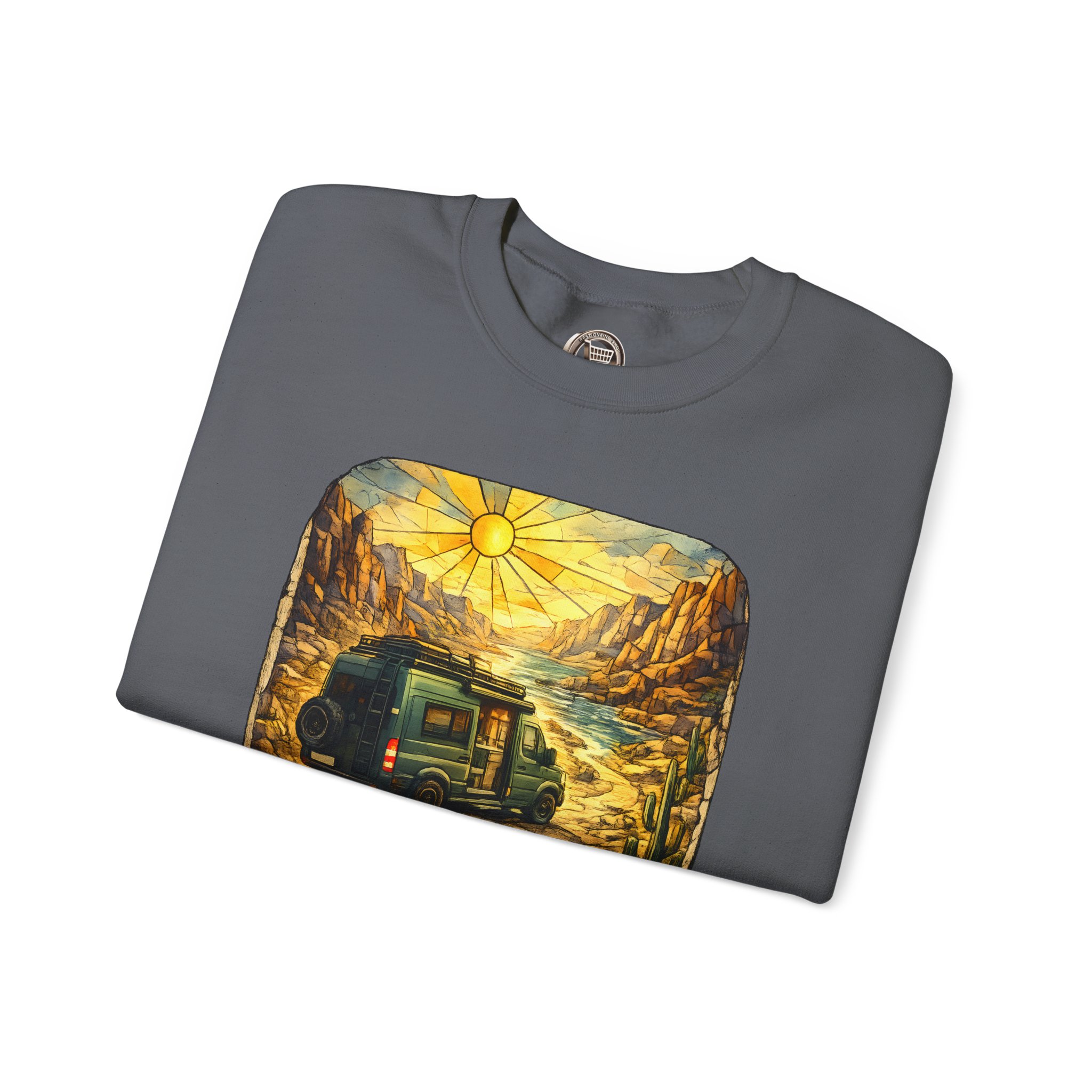 Unisex Heavy Blend™ Crewneck Sweatshirt — "Choose The Road Less Traveled" Design Cubic-Line