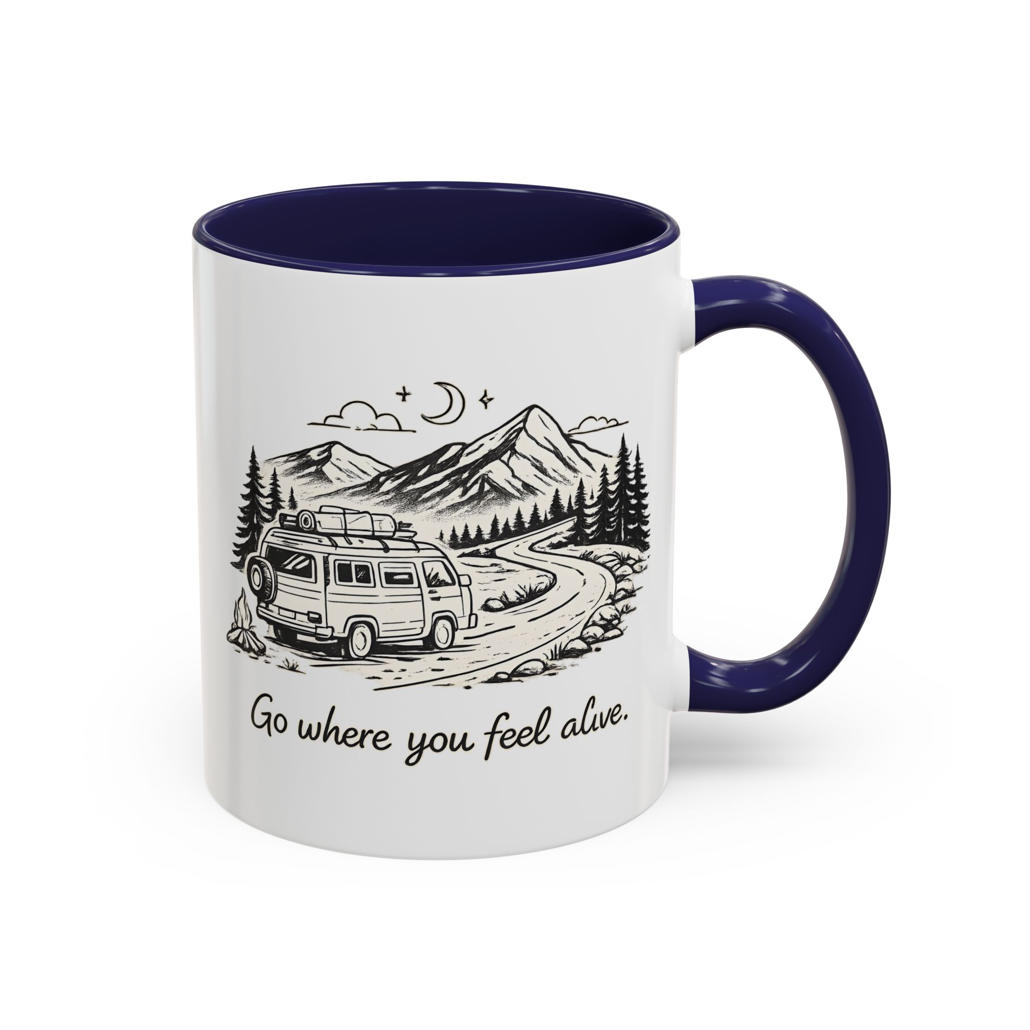 Accent Coffee Mug (11, 15oz) — "Go Where You Feel Alive" Design Minimal-Line