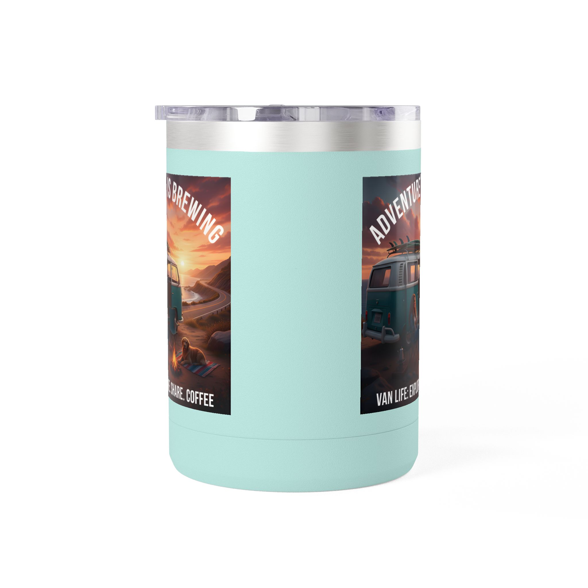Coffee Mug Tumbler, 15oz-- "Adventure Is Brewing"