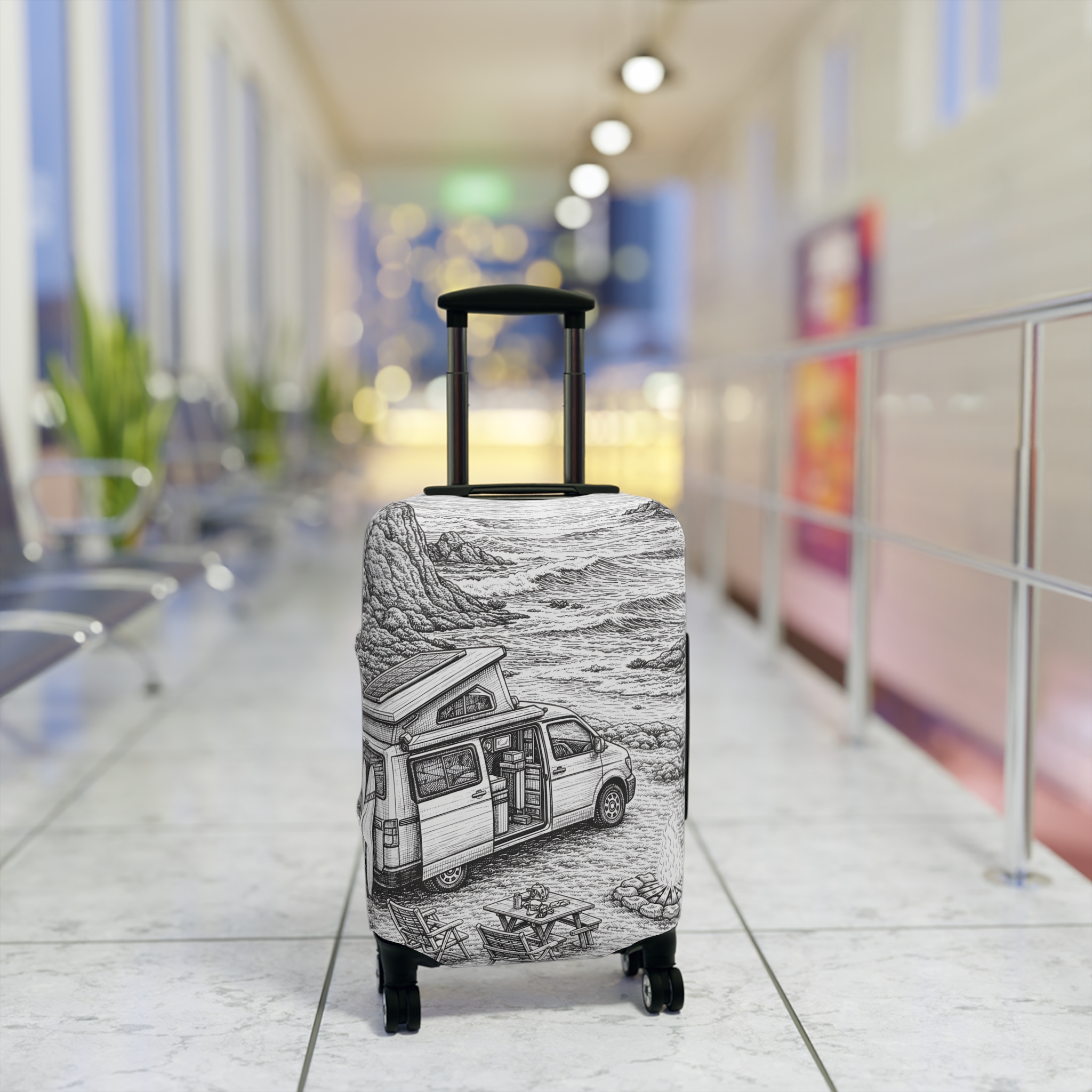 8207205235906138570_2048.jpeg Luggage Cover — Adventure Camper Sketch Travel Suitcase