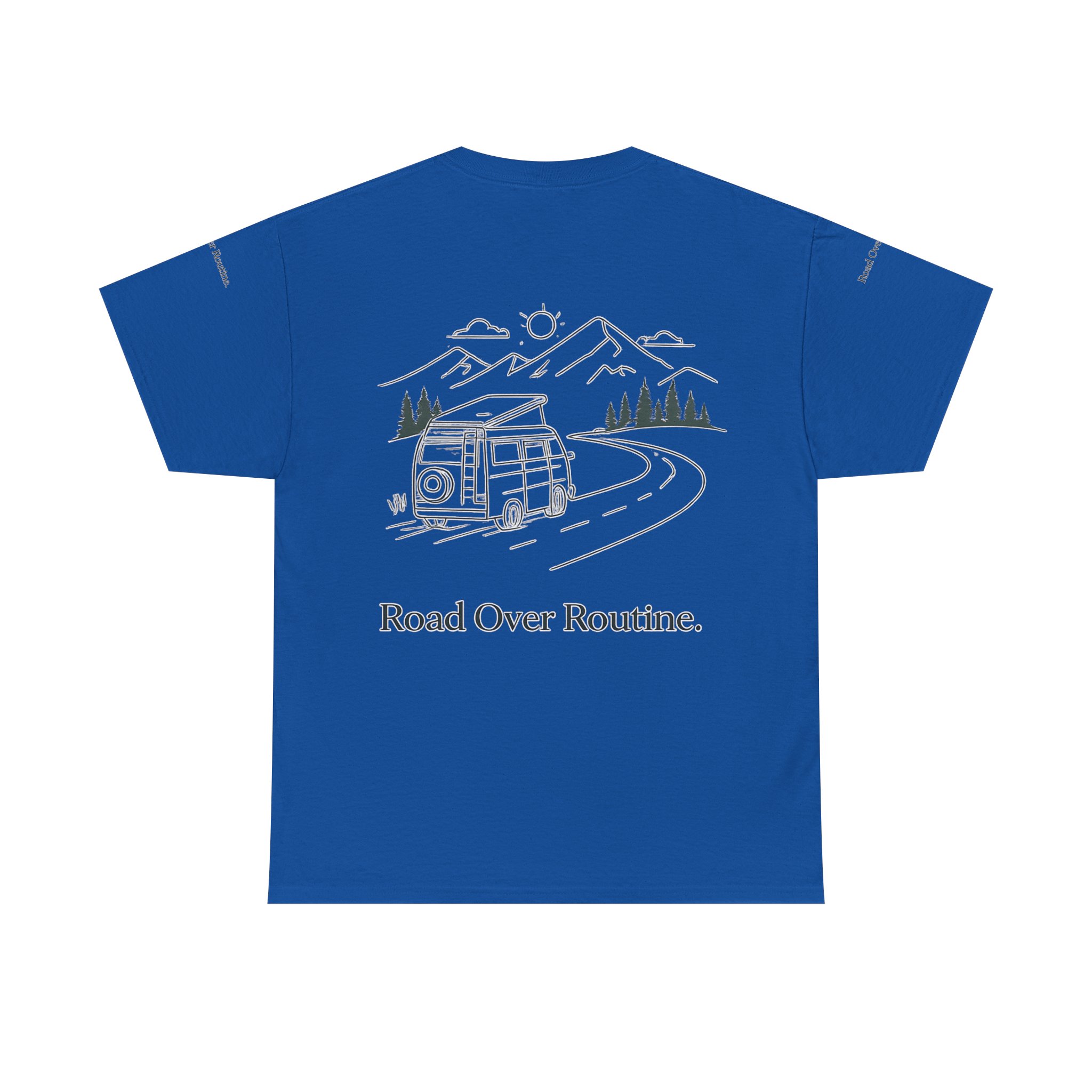 Unisex Heavy Cotton Tee — "Road Over Routine" Design Minimal-Line