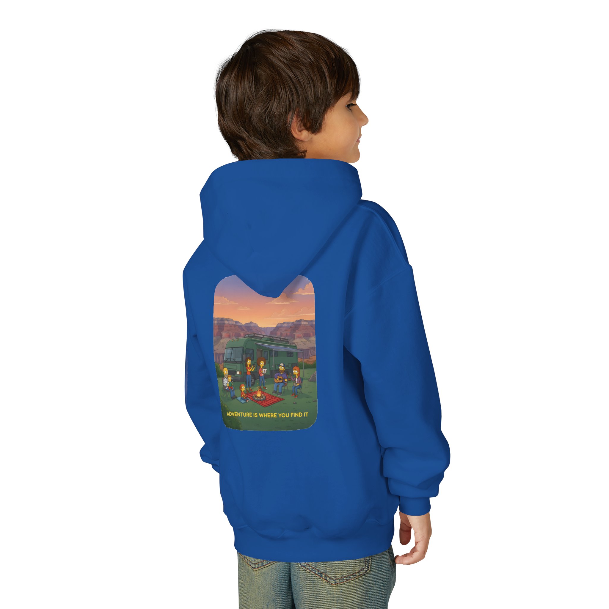 Youth Hoodie(Gildan) – "Adventure Is Where You Find It" (Design Sitcom-Line)