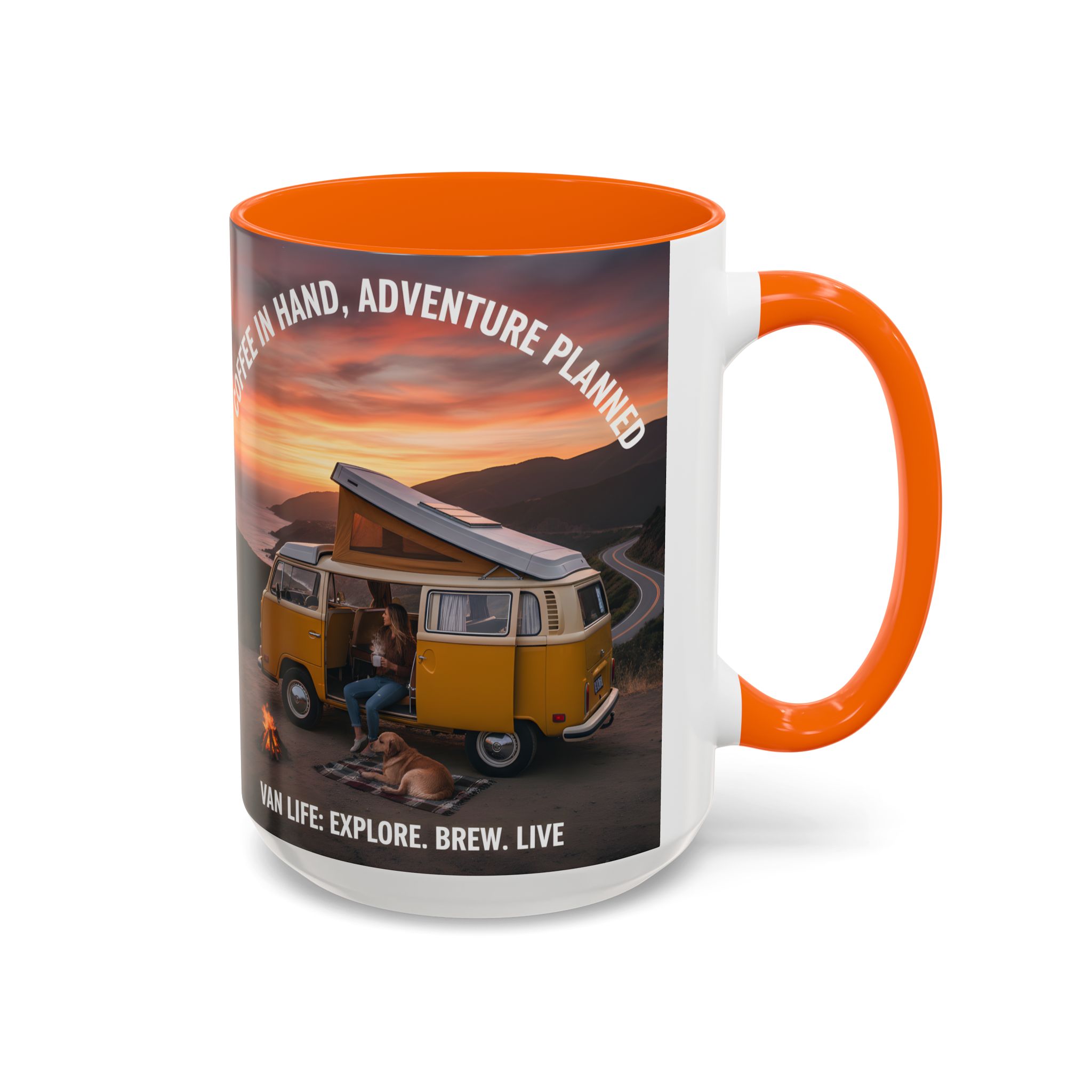 Accent Coffee Mug (11, 15oz) - "Coffee in Hand, Adventure Planned"