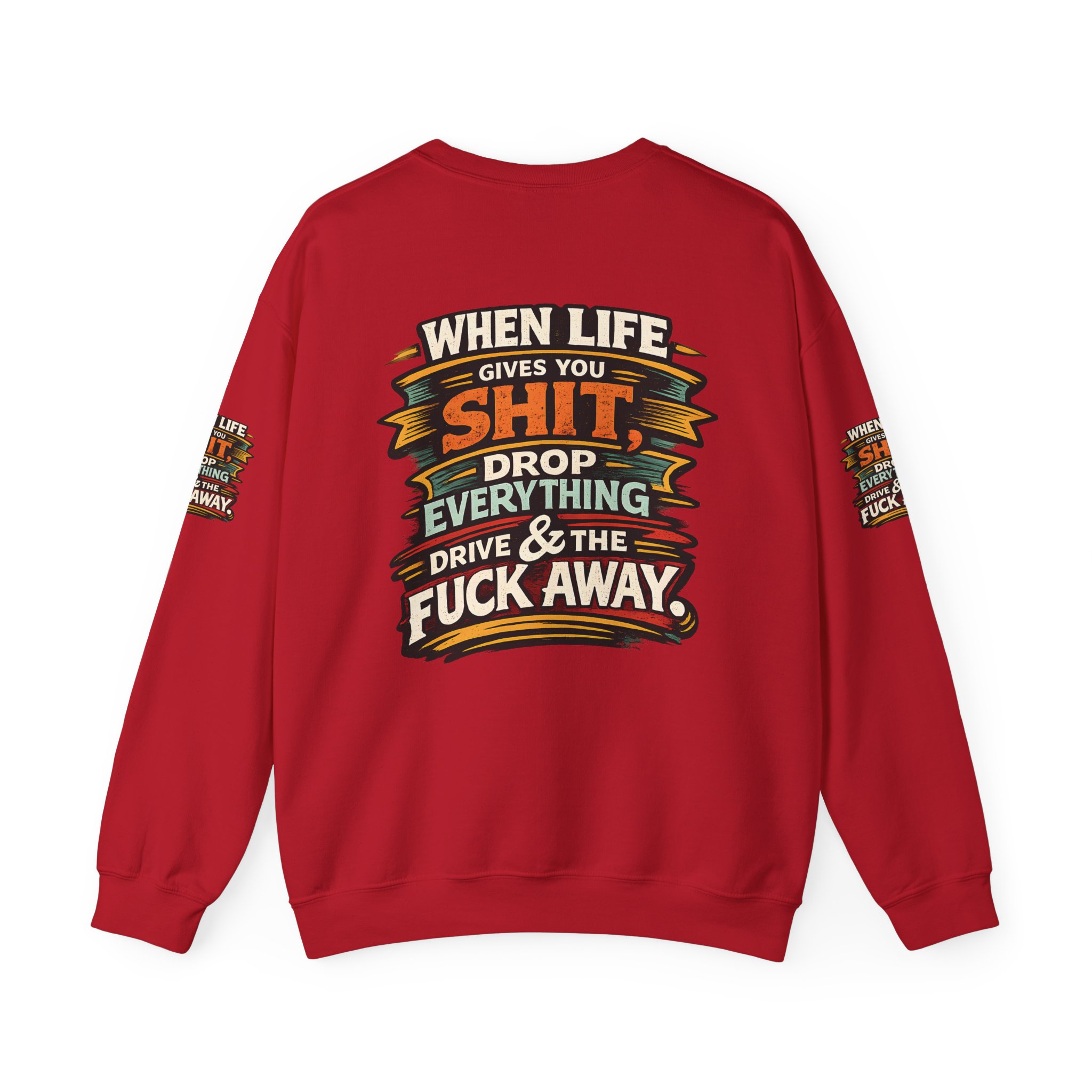 Unisex Heavy Blend™ Crewneck Sweatshirt — "When Live Gives You Shit" Design F**K-Line