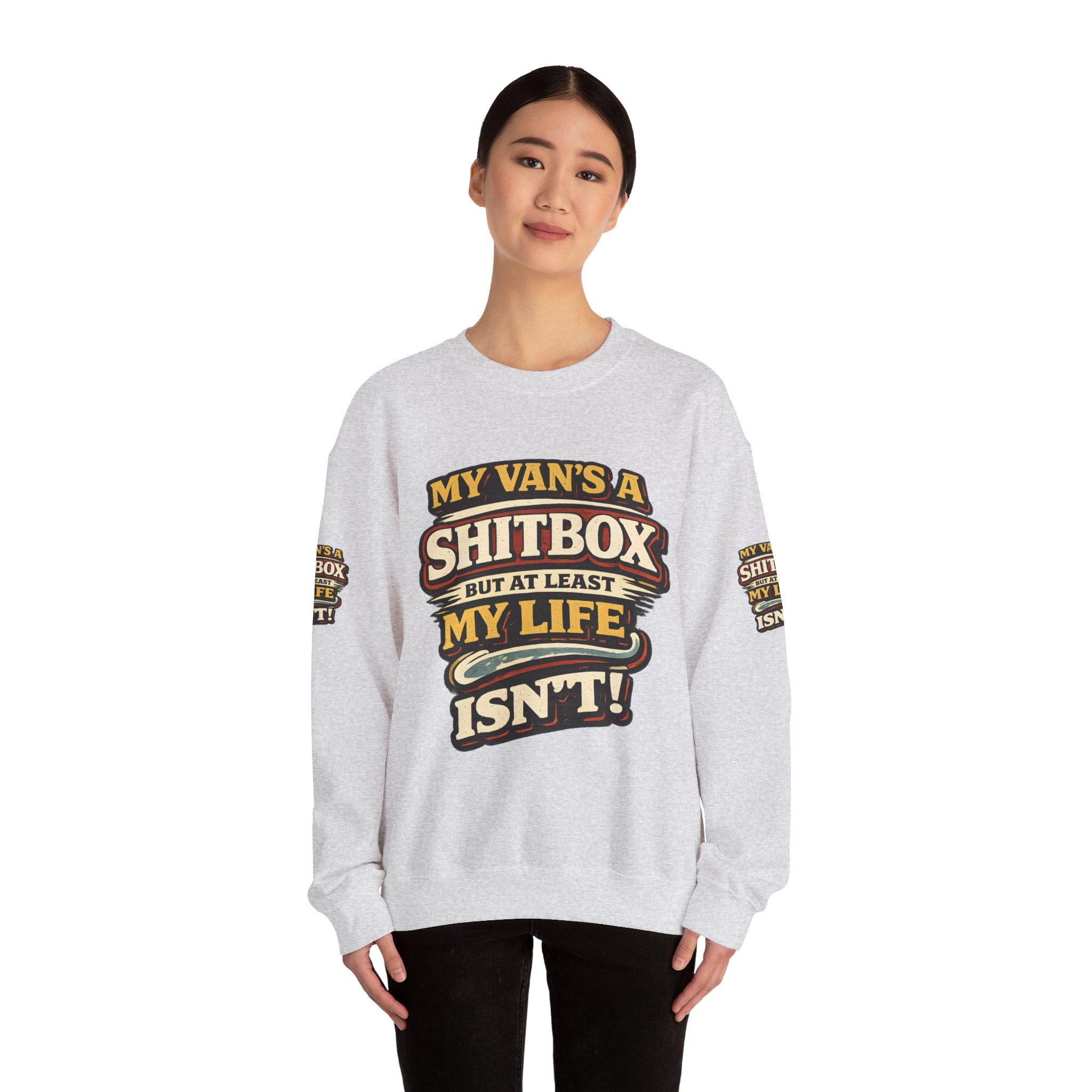 822365824445425682_2048.jpeg Unisex Heavy Blend™ Crewneck Sweatshirt — "My Van`s A Shitbox" Design F**K-Line