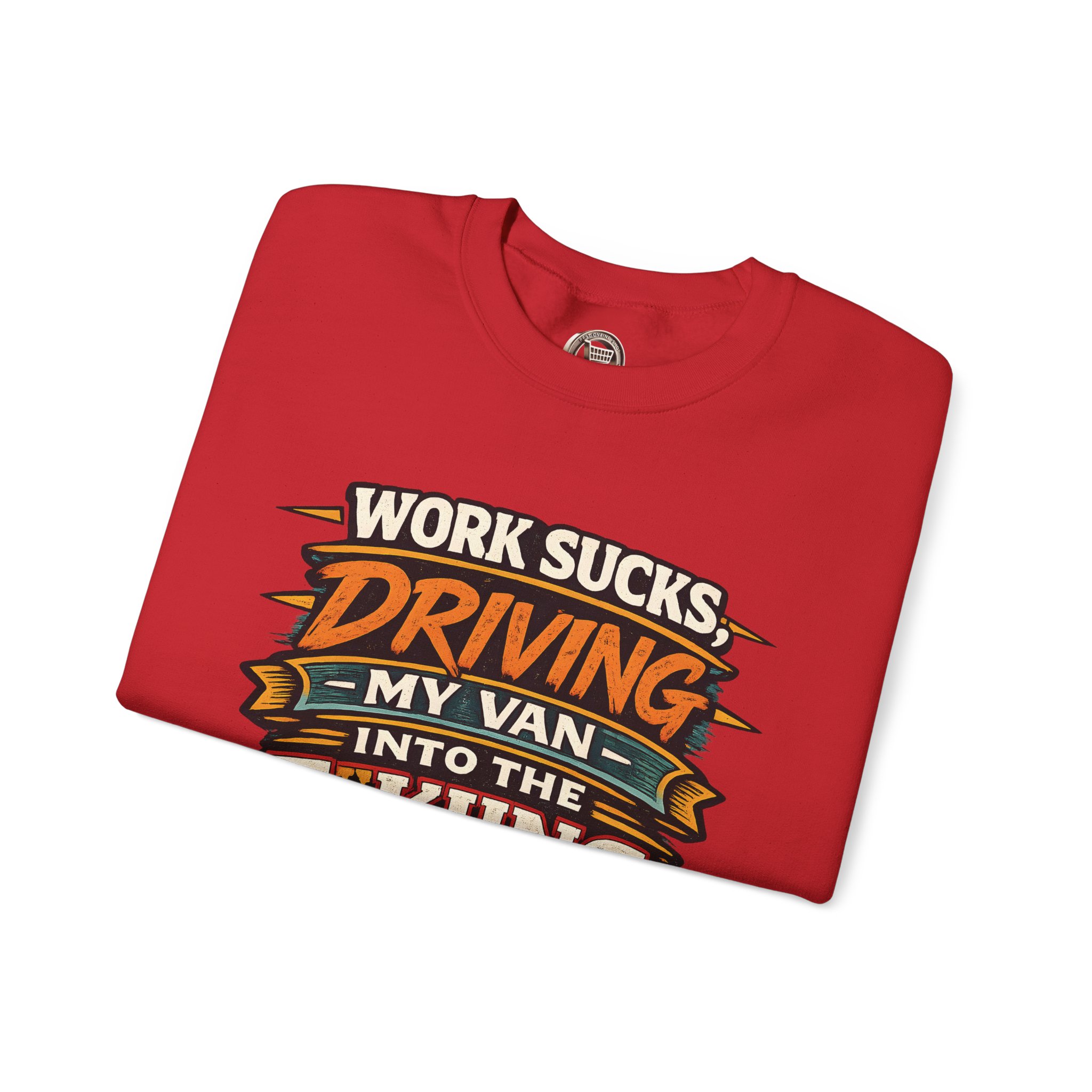 Unisex Heavy Blend™ Crewneck Sweatshirt — "Work Sucks" Design F**K-Line