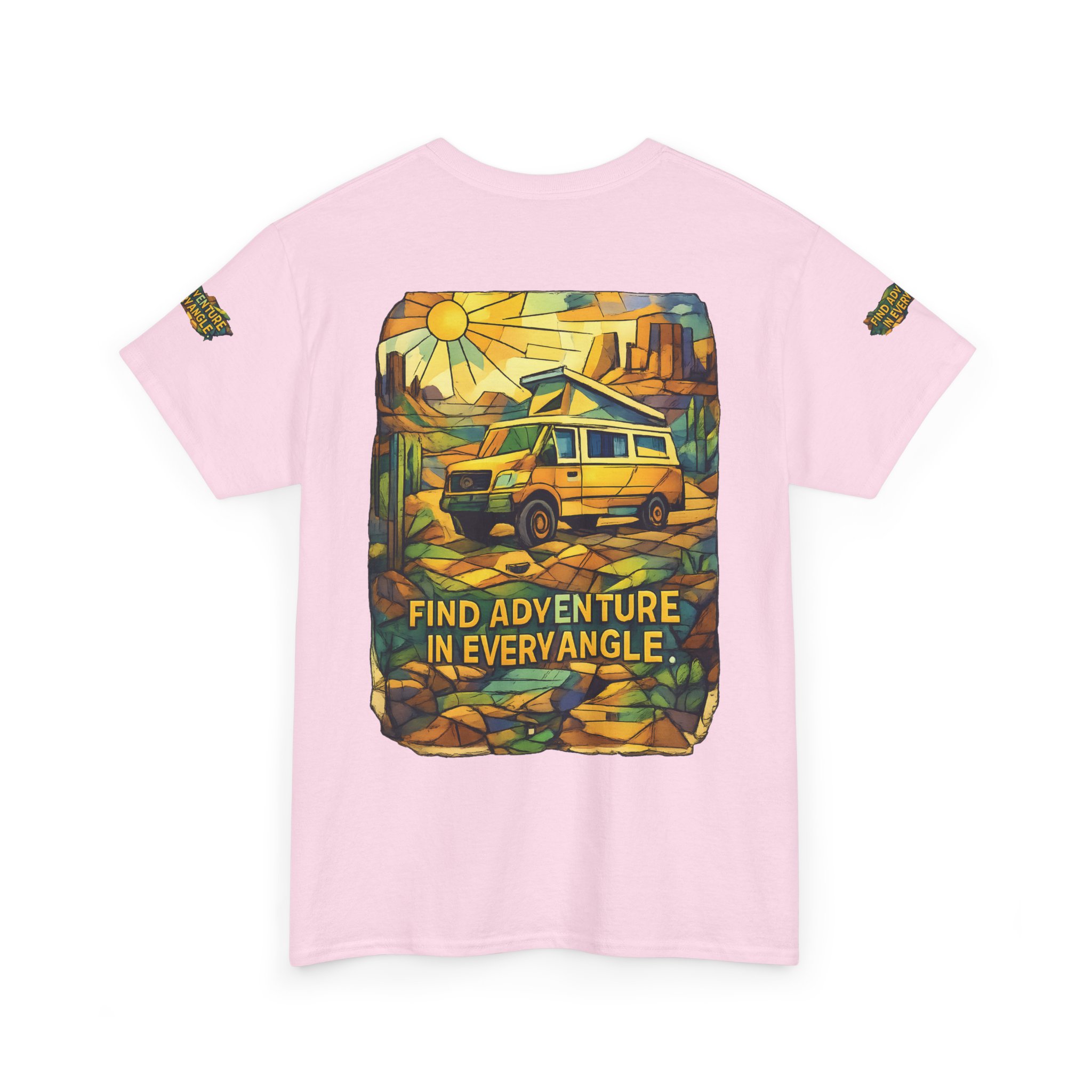 Unisex Heavy Cotton Tee — "Find Adventure In Every Corner" Design Cubic-Line