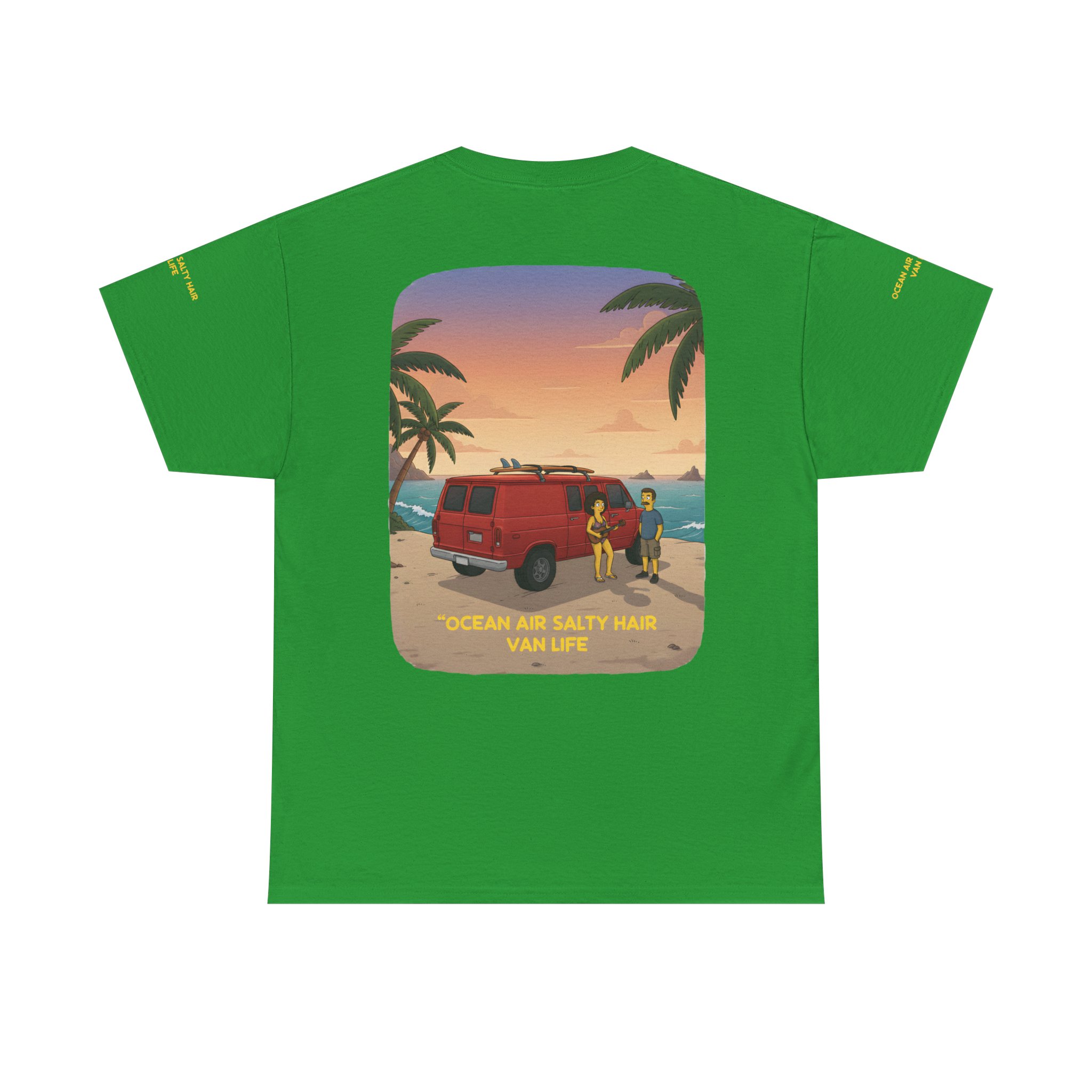 Unisex Heavy Cotton Tee — "Ocean Air Salty Hair Van Life" Design Sitcom-Line