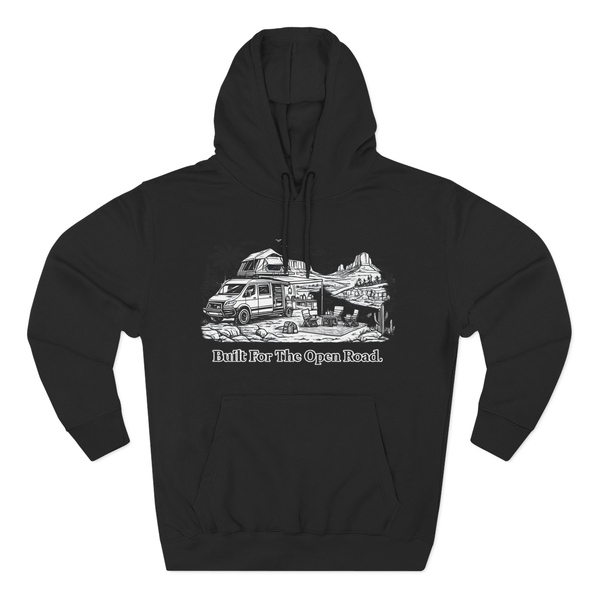 822903028711890636_2048.jpeg Three-Panel Fleece Hoodie - "Built For The Open Road" Design Minimal-Line