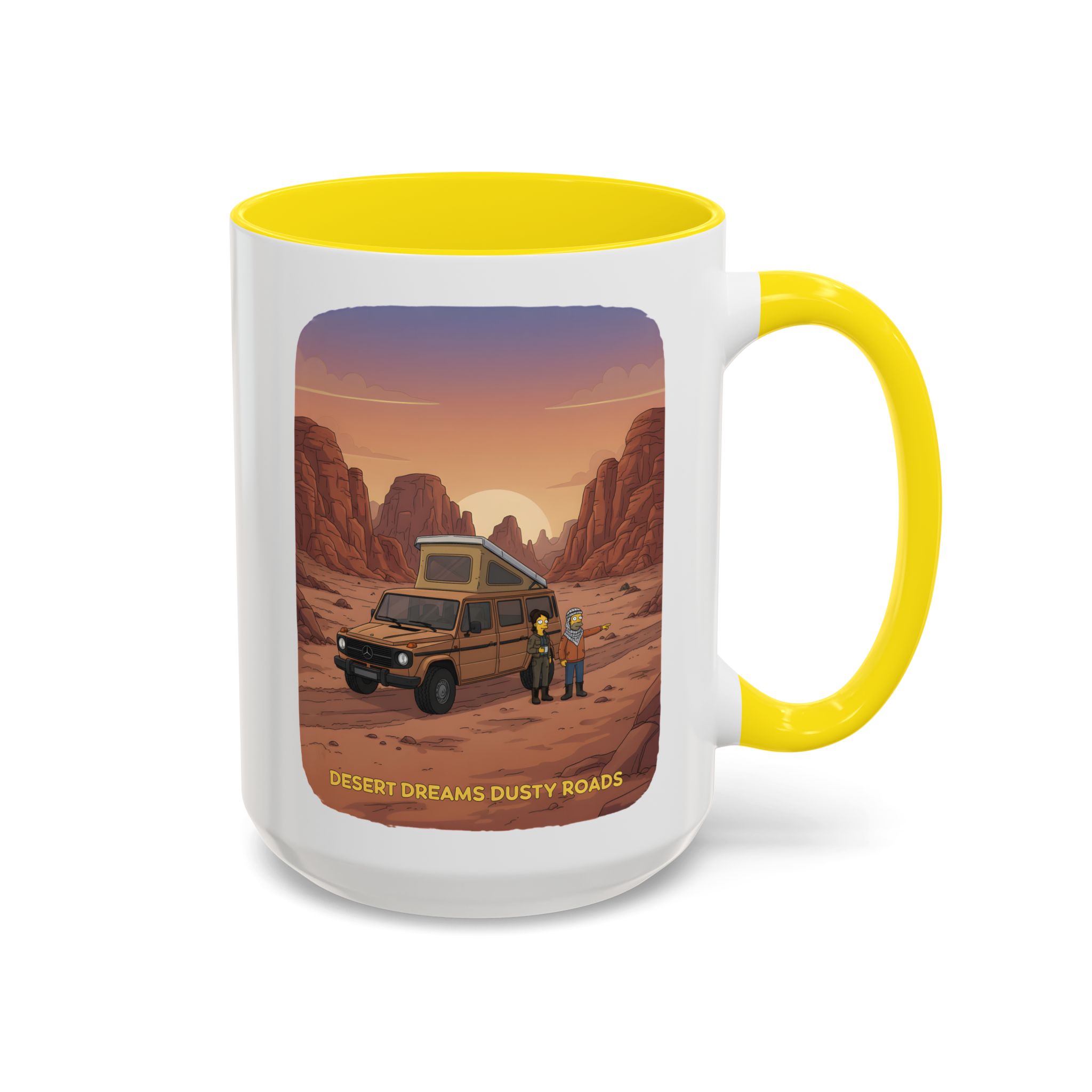 Accent Coffee Mug (11, 15oz) — "Desert Dreams Dusty Roads" Design Sitcom-Line