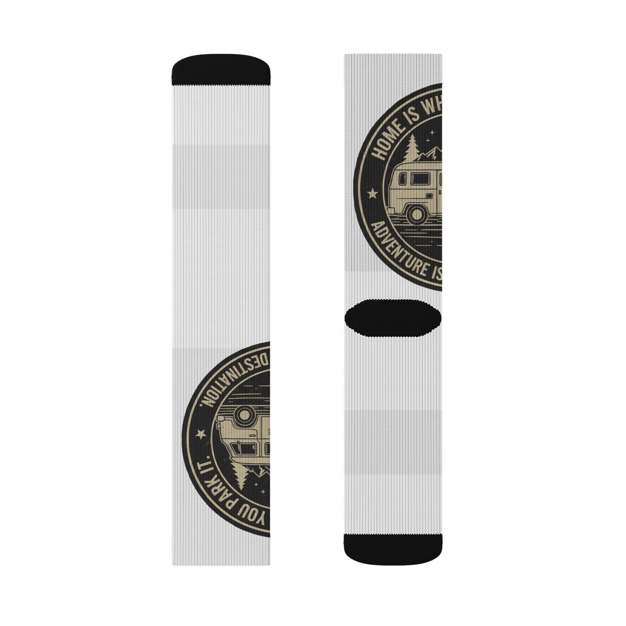 Sublimation Socks — Retro Camper Roadtrip Crew Socks