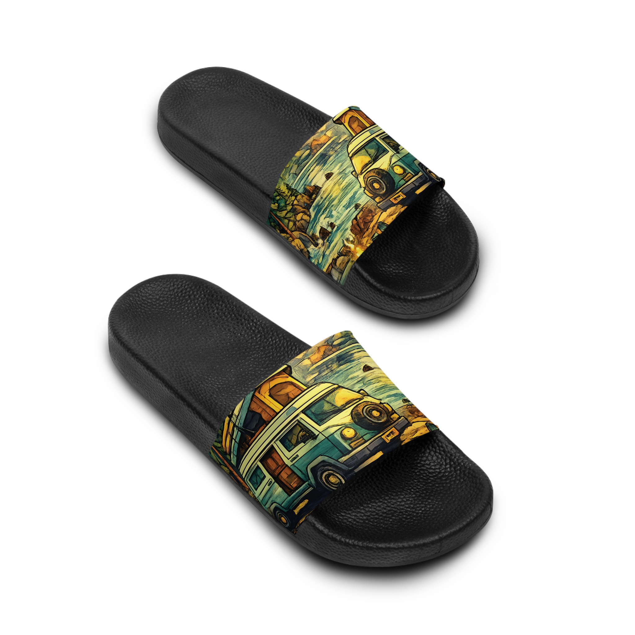 Women's Slide Sandals - Retro VW Camper Slides (Cubic-Line)
