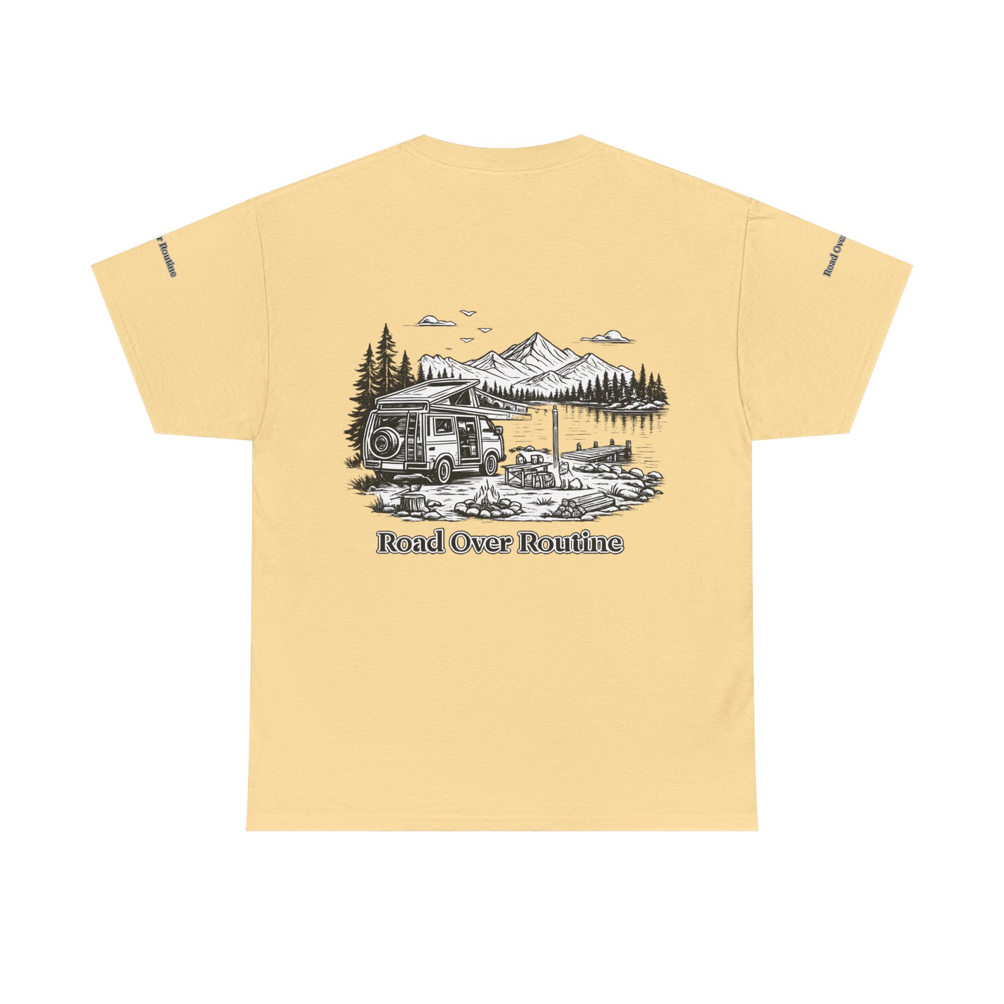 Unisex Heavy Cotton Tee — "Road Over Routine" Design Minimal-Line