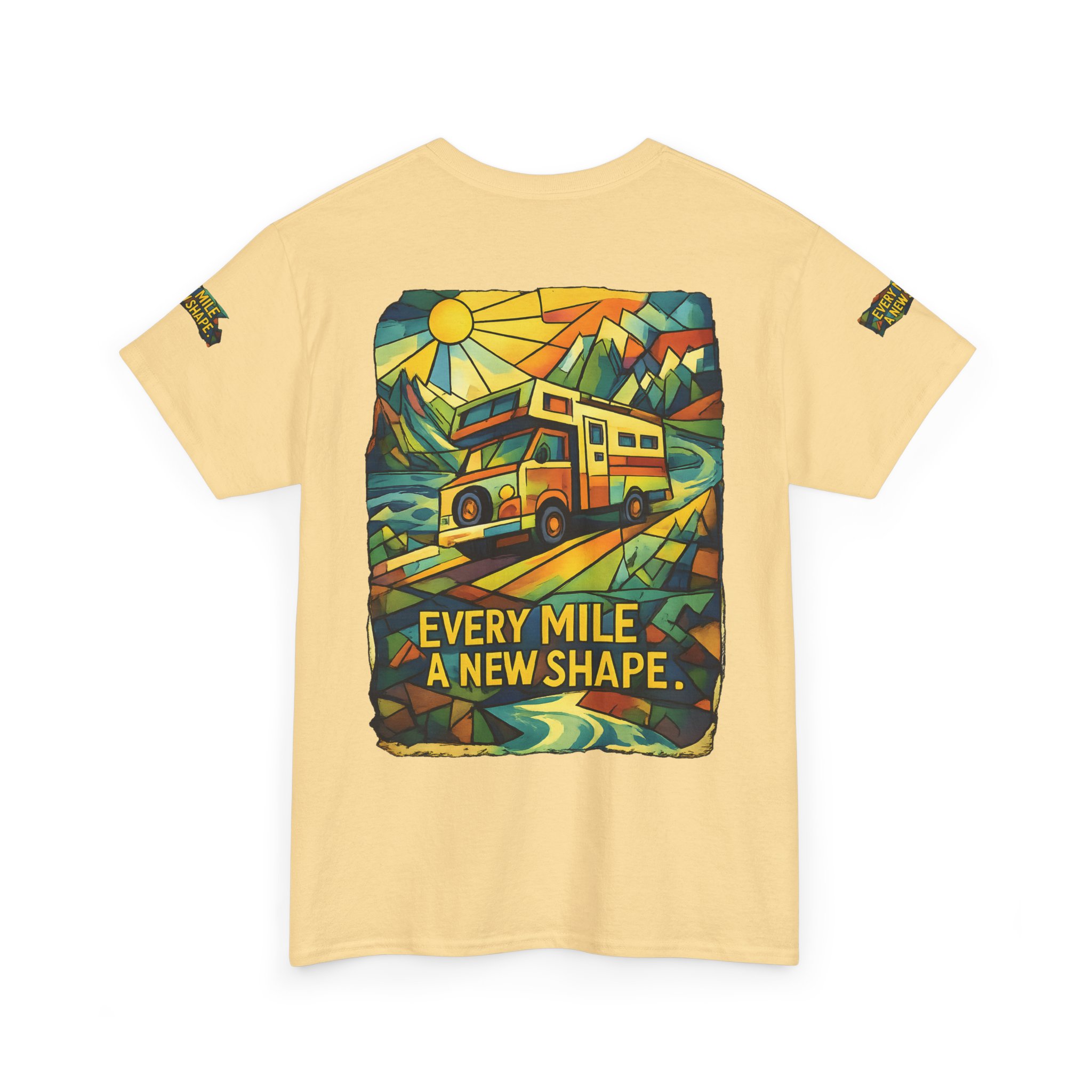 Unisex Heavy Cotton Tee — "Every Mile A New Shape" Design Cubic-Line