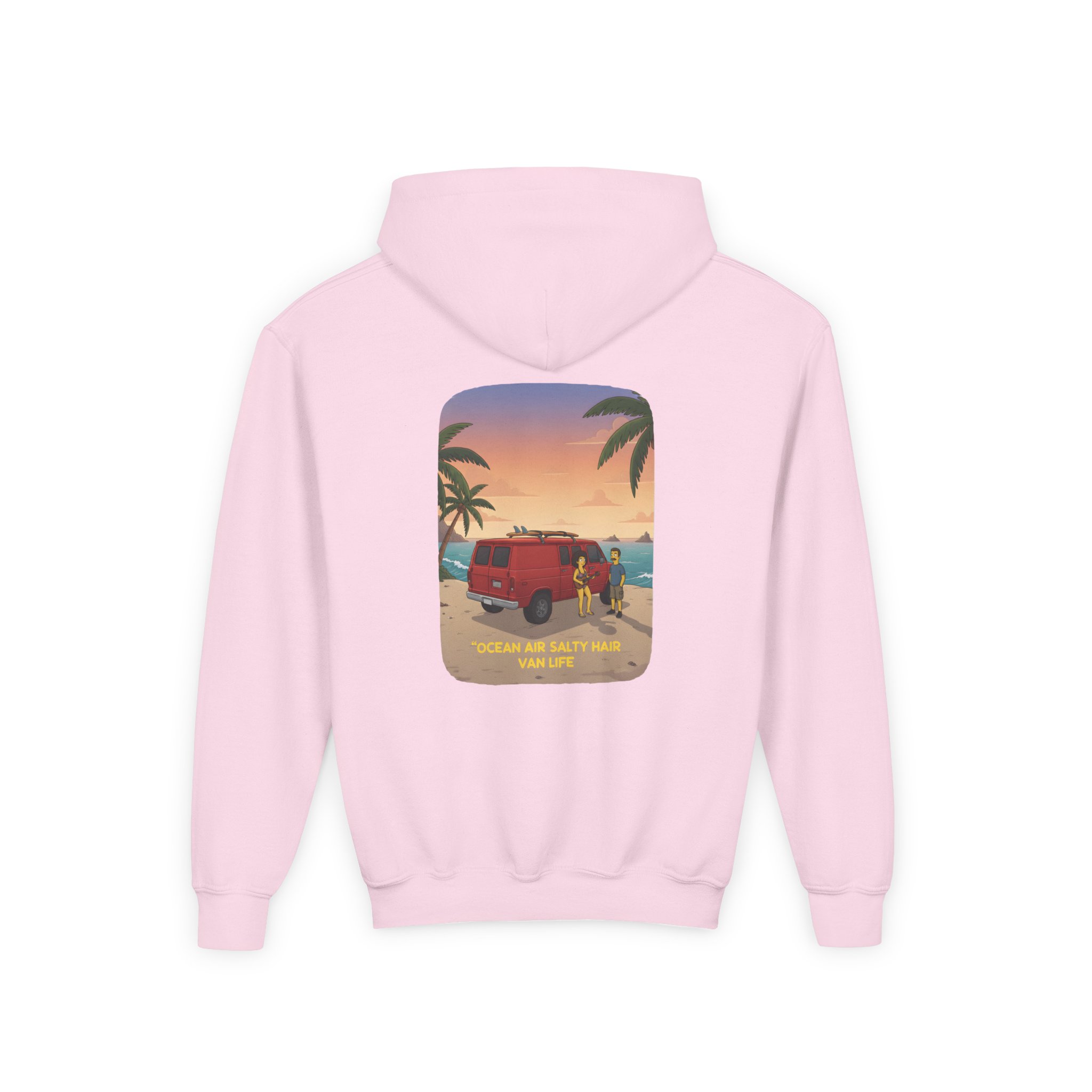 8253619041193411401_2048.jpeg Youth Hoodie(Gildan) – "Ocean Air Salty Hair Van Life" (Design Sitcom-Line)