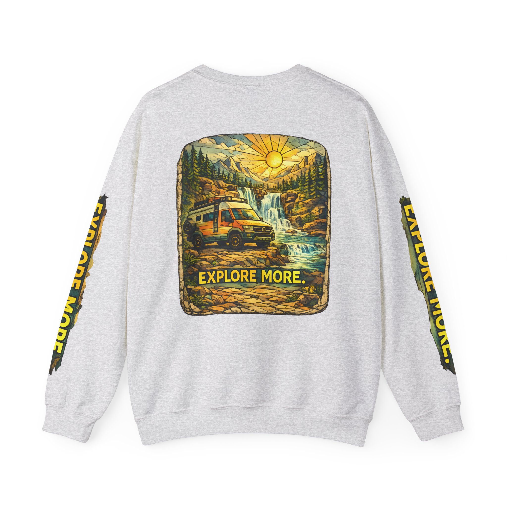 Unisex Heavy Blend™ Crewneck Sweatshirt — "Explore More" Design Cubic-Line