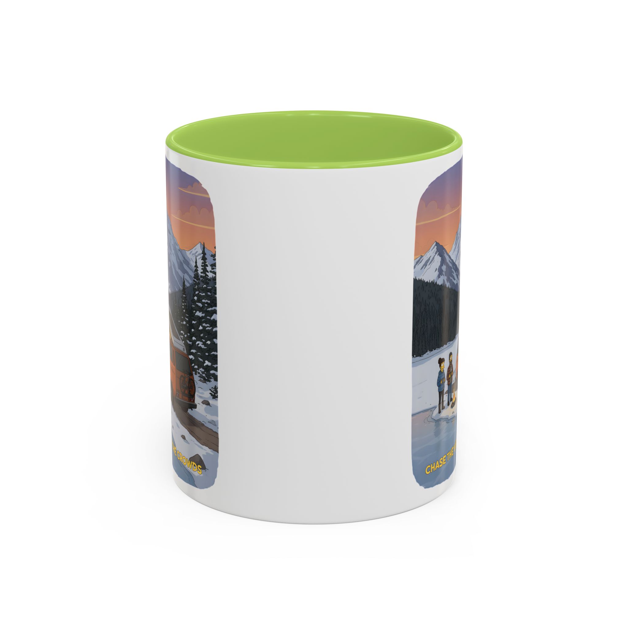 Accent Coffee Mug (11, 15oz) — "Chase The Views-Not The Crowds"" Design Sitcom-Line