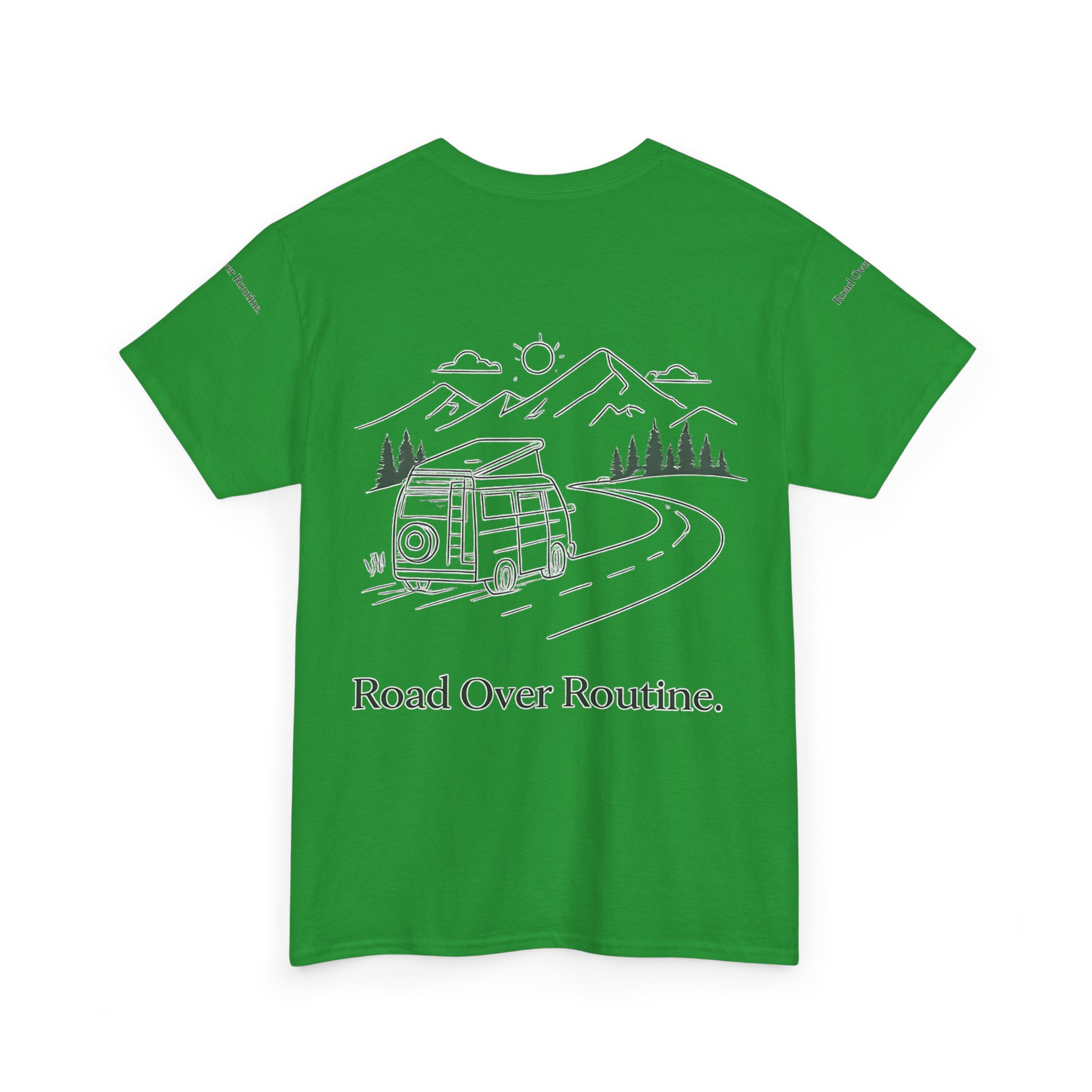 Unisex Heavy Cotton Tee — "Road Over Routine" Design Minimal-Line