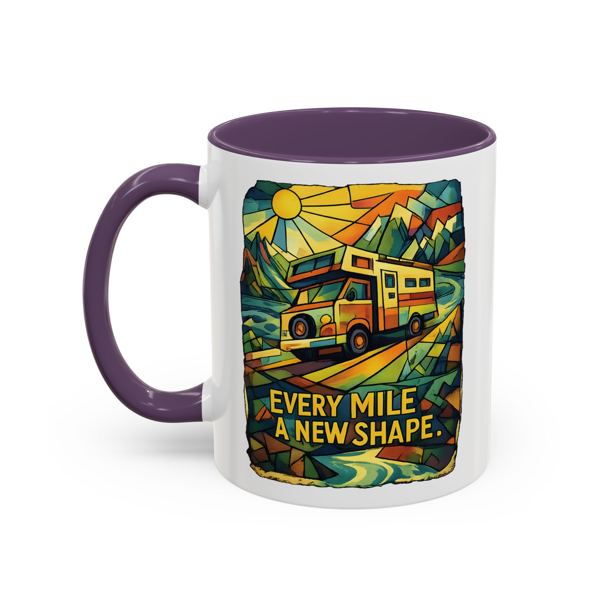 8261611202040859920_2048.jpeg Accent Coffee Mug (11, 15oz) — "Every Mile A New Shape" Design Cubic-Line