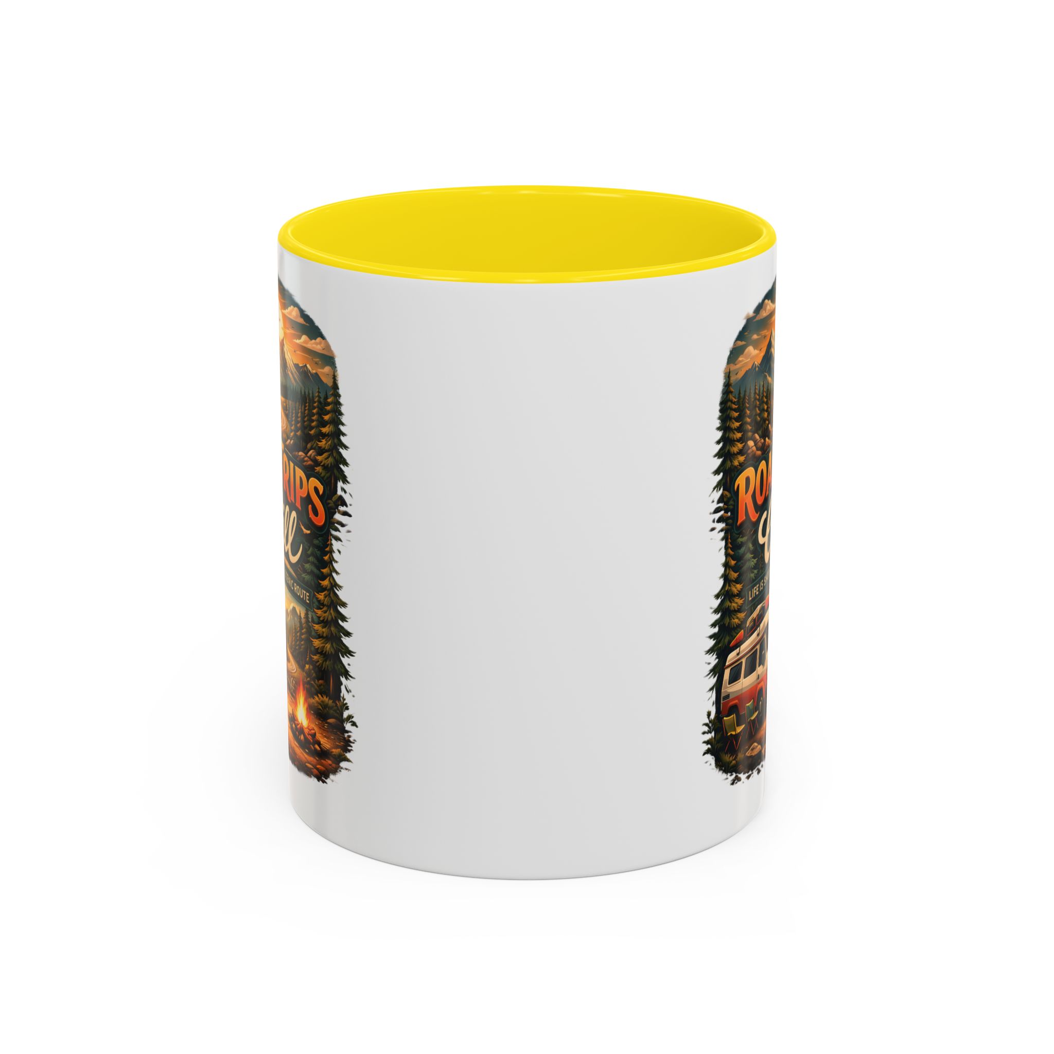 Accent Coffee Mug (11, 15oz) — "Road Trips & Chill" Design Scenic-Line