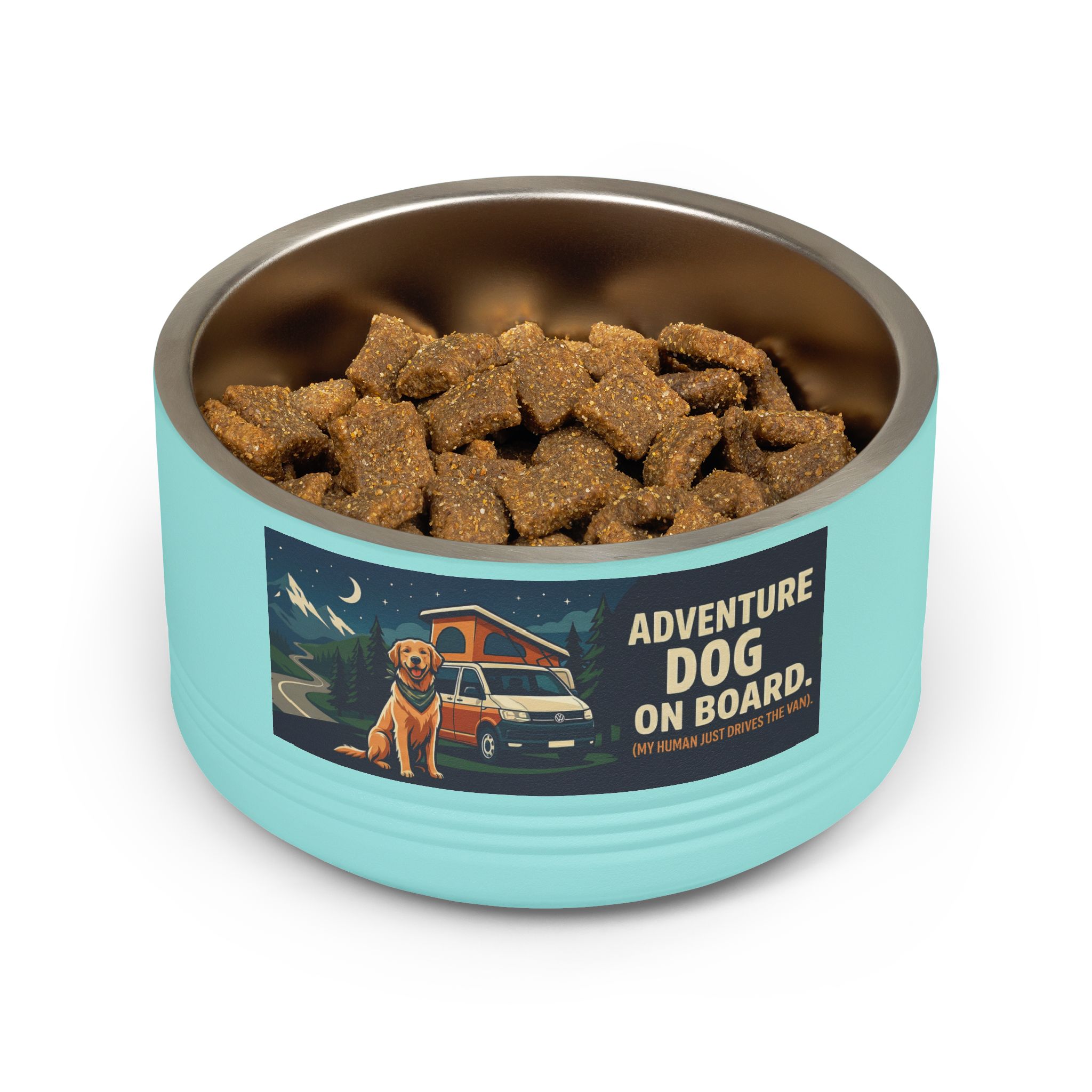 Pet Bowl — "Adventure Dog On Board " 18oz Camper & Hiking Dog Travel Bowl