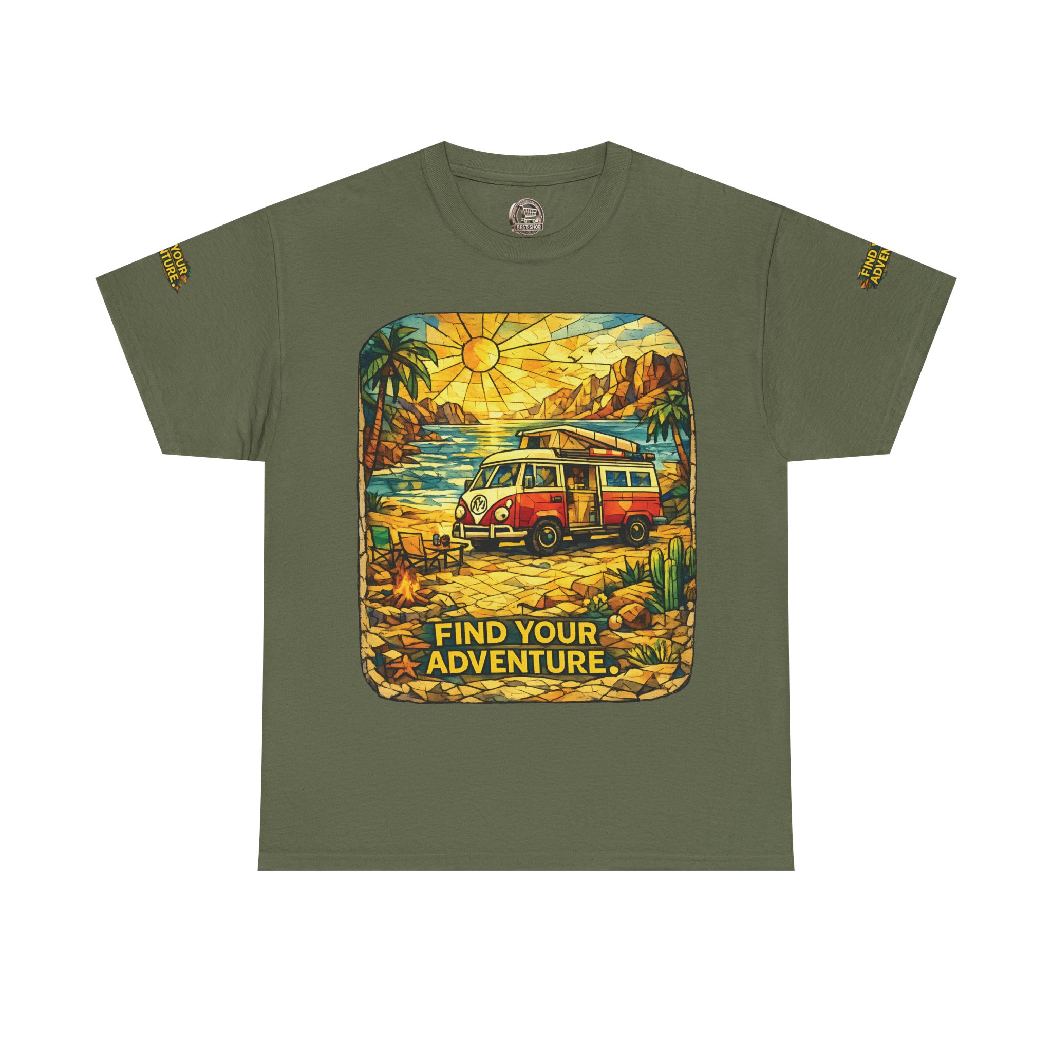 Unisex Heavy Cotton Tee — "Find Your Adventure" Design Cubic-Line