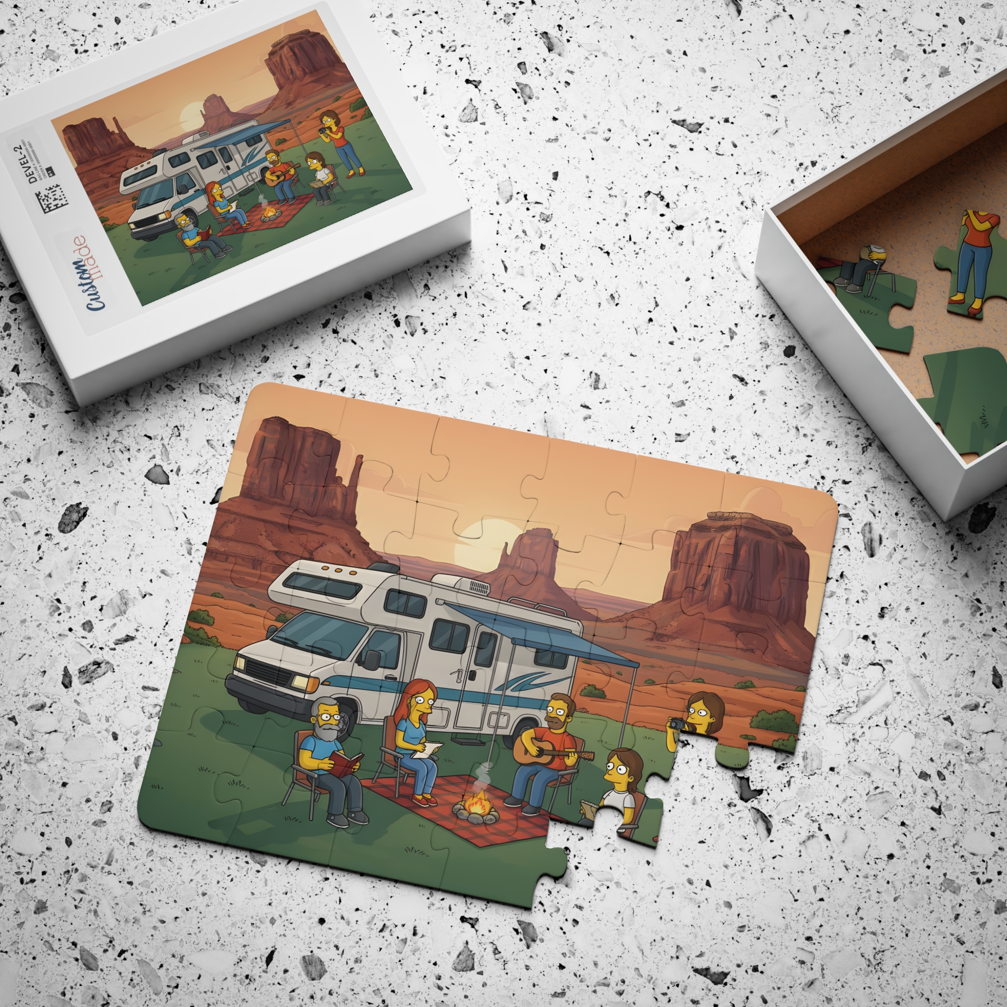 Kids' 30‑Piece Camping Puzzle — Family RV Camping Sunset Scene