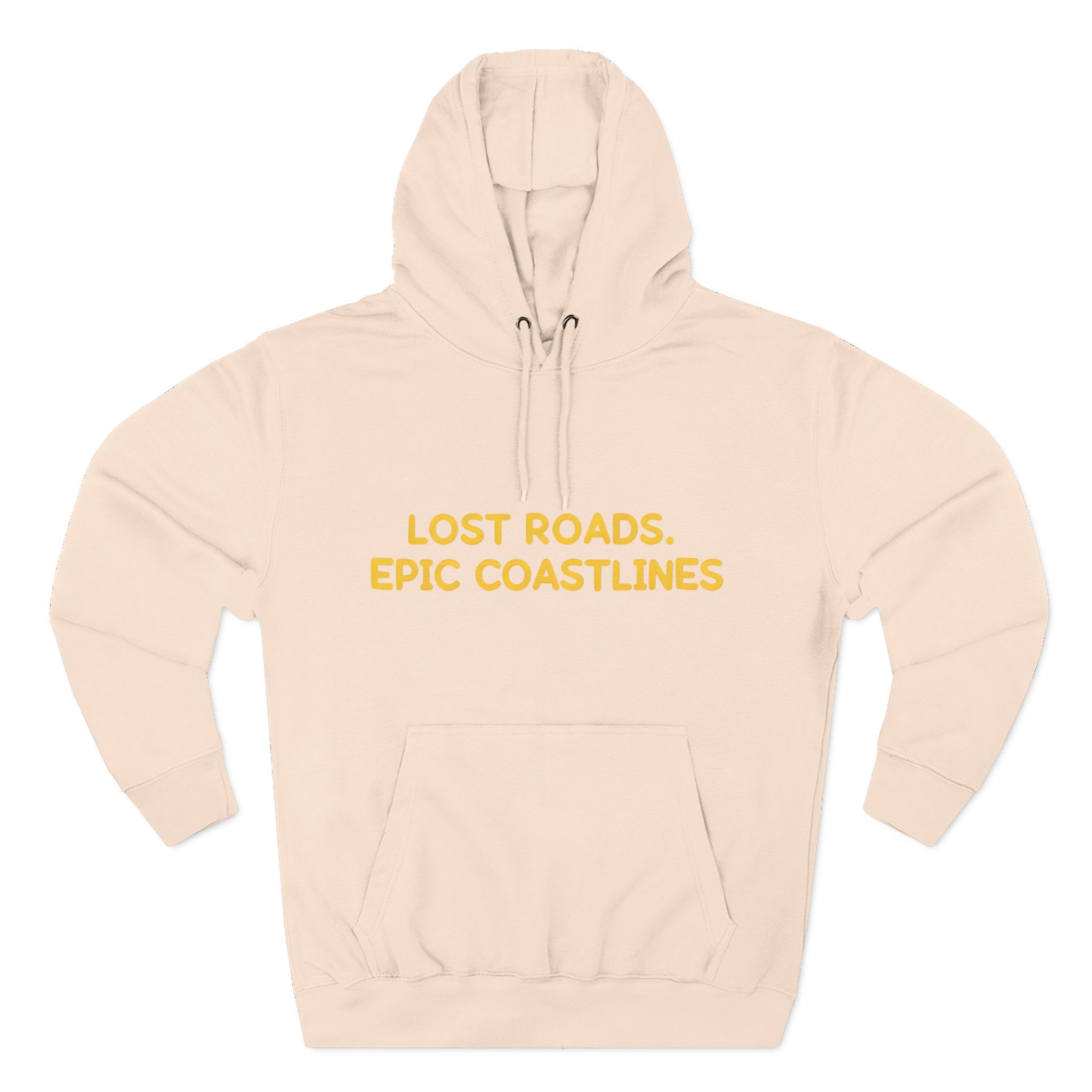 Three-Panel Fleece Hoodie - "Lost Roads Epic Coastlines" Design Sitcom-Line