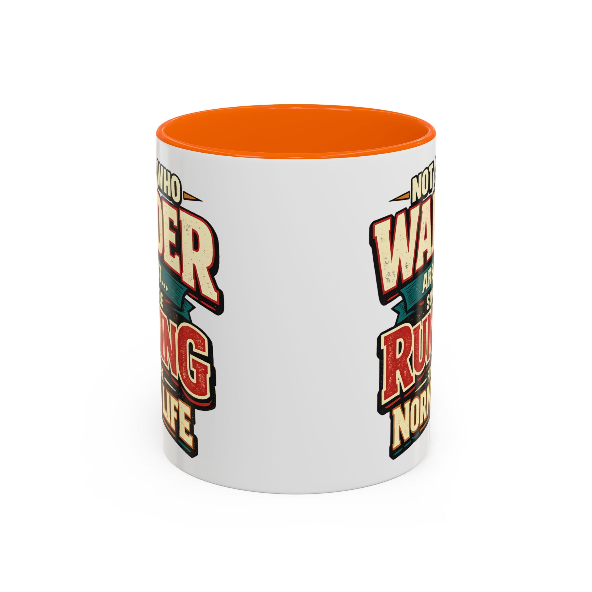 Accent Coffee Mug (11, 15oz) — "Not All Who Wander Are Lost" Design F**K-Line